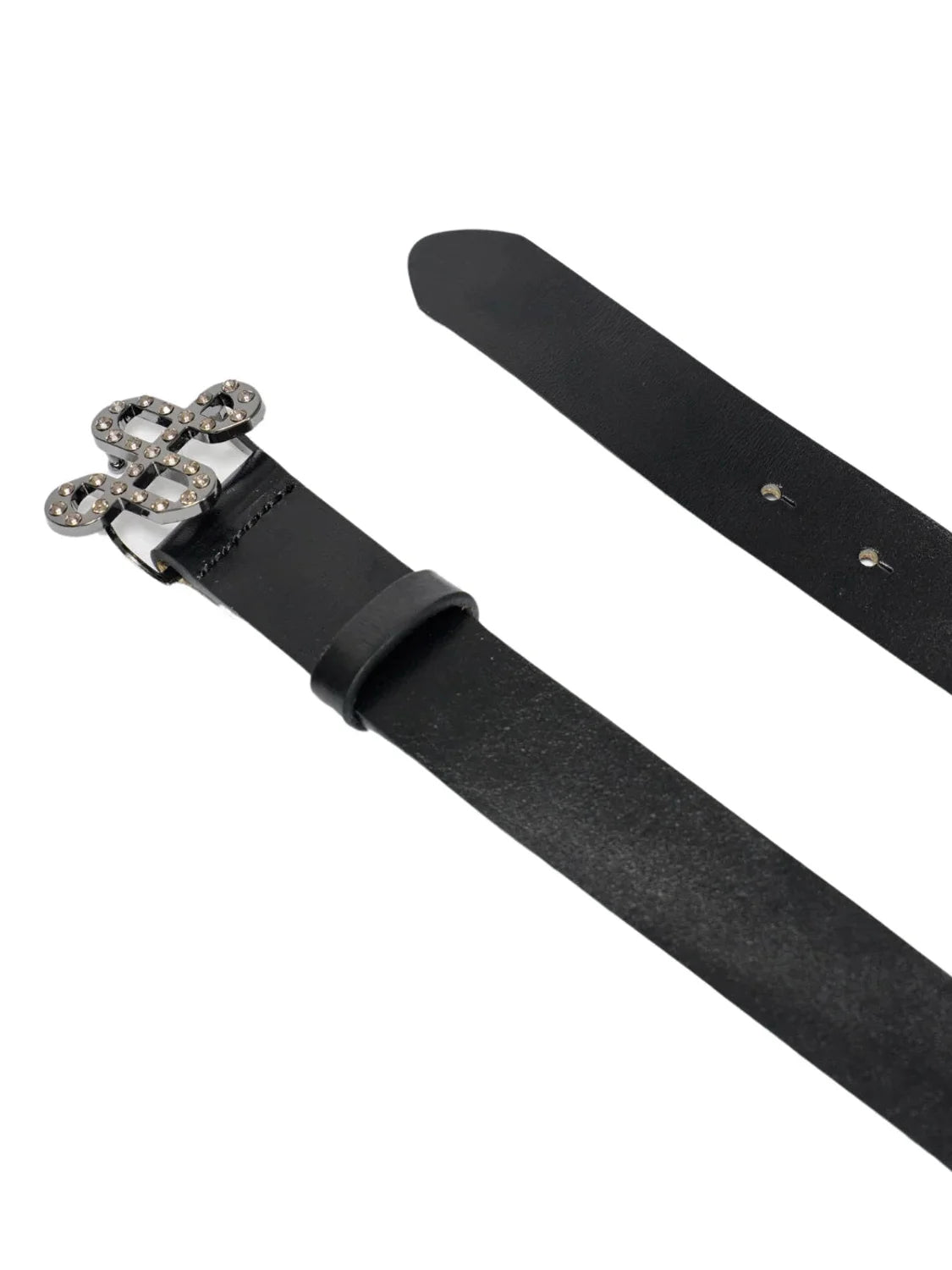Cinturón Piel Salsa Jeans Hebilla Logo Brillantes Negro | Bicos de Fío
