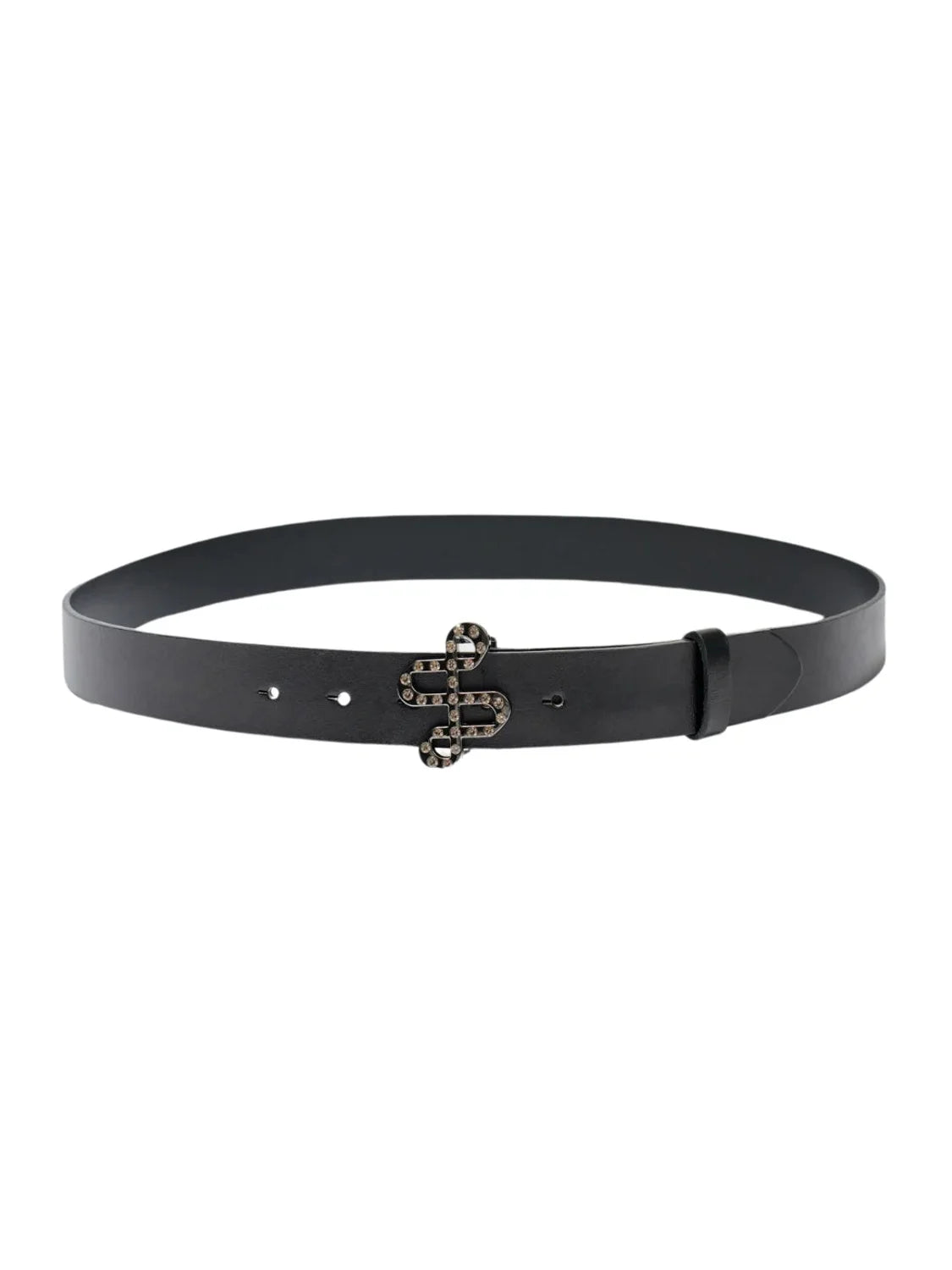 Cinturón Piel Salsa Jeans Hebilla Logo Brillantes Negro | Bicos de Fío