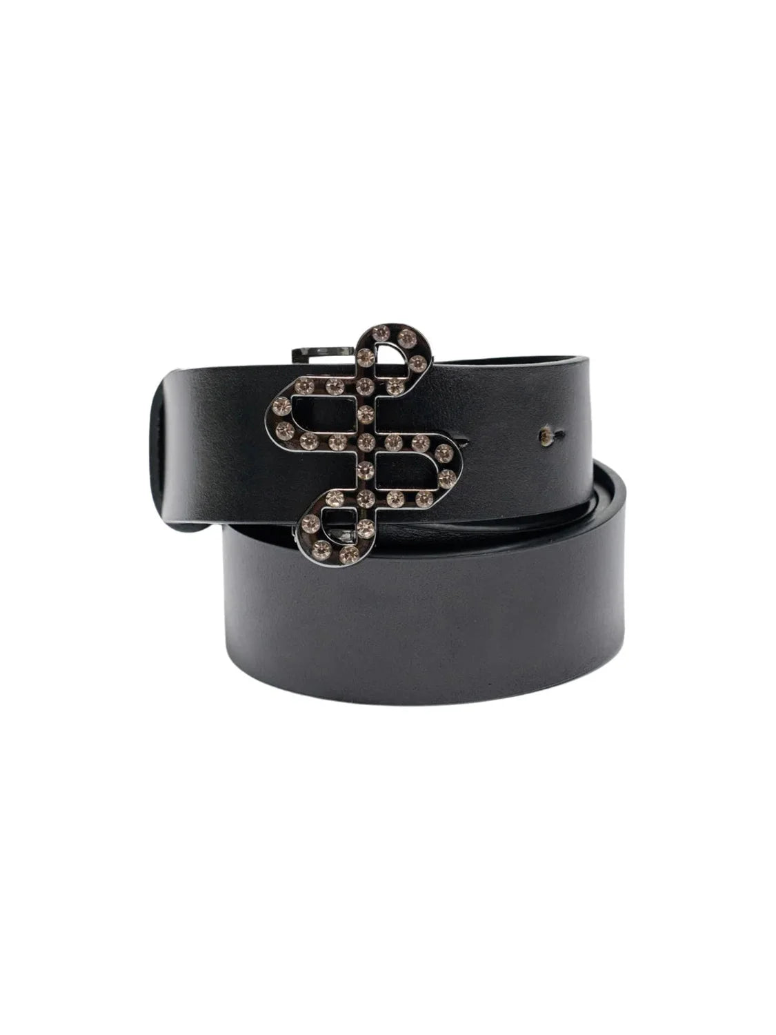 Cinturón Piel Salsa Jeans Hebilla Logo Brillantes Negro | Bicos de Fío