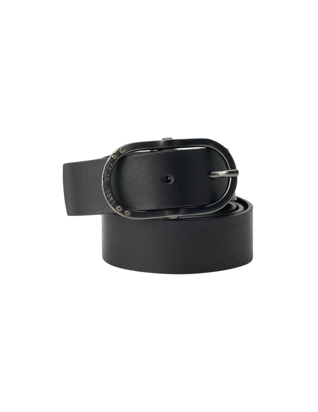 Cinturón Piel Salsa Jeans Hebilla Brillo Negro - Bicos de Fío