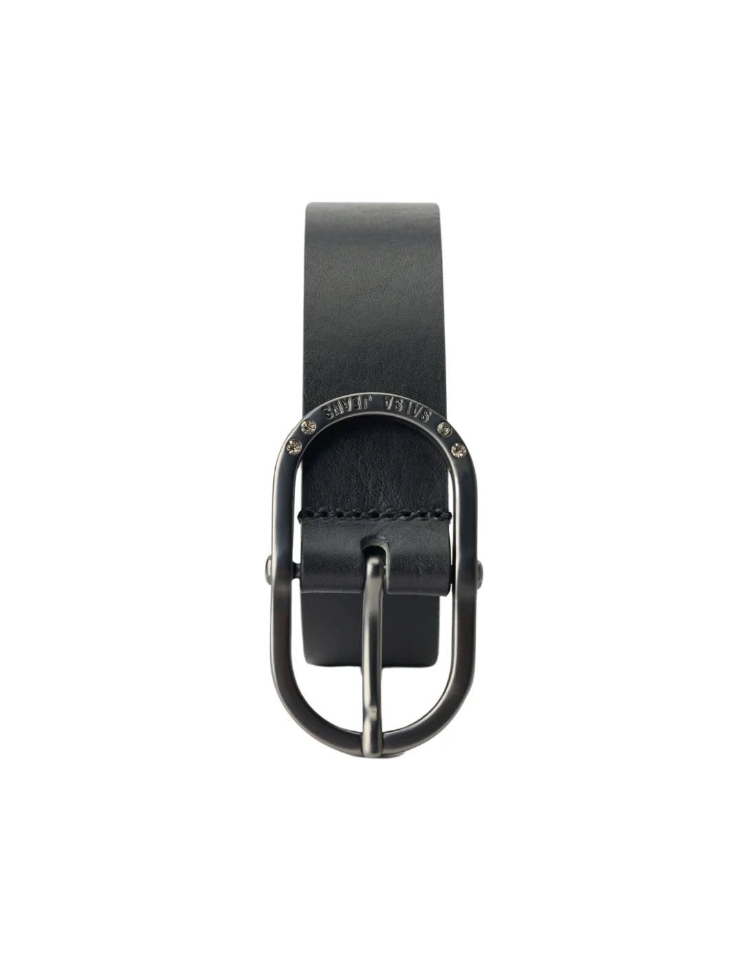 Cinturón Piel Salsa Jeans Hebilla Brillo Negro - Bicos de Fío