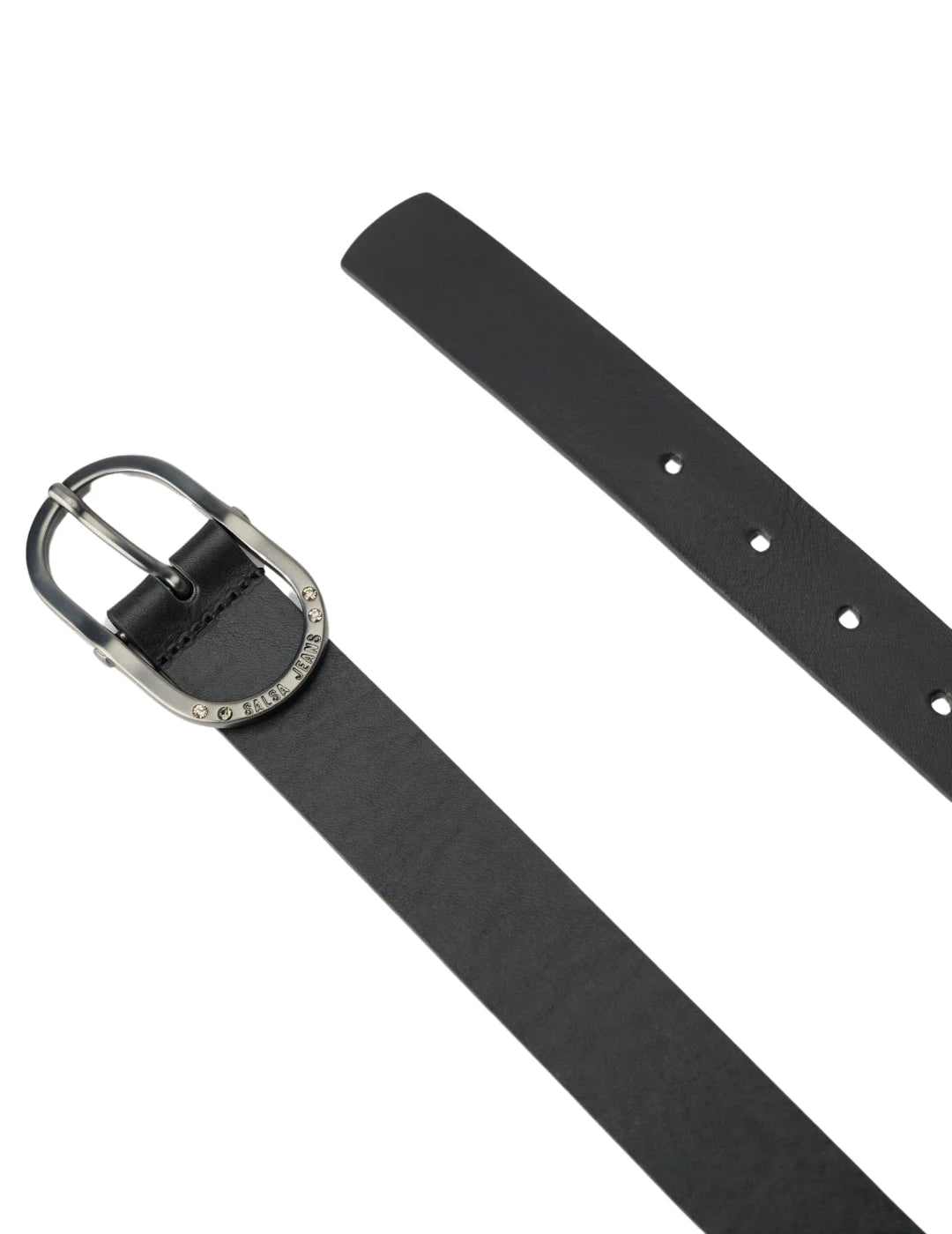 Cinturón Piel Salsa Jeans Hebilla Brillo Negro - Bicos de Fío