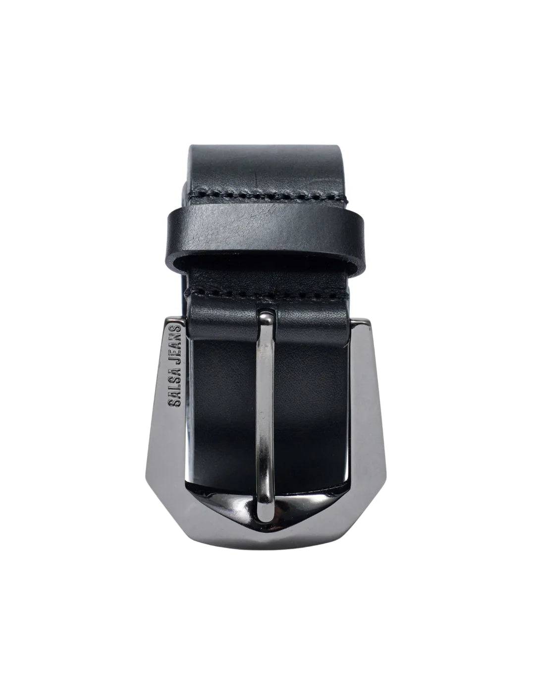 Cinturón Cuero Hebilla Brillo Salsa Jeans Negro | Bicos de Fío