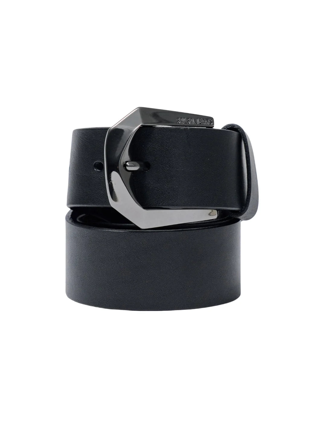 Cinturón Cuero Hebilla Brillo Salsa Jeans Negro | Bicos de Fío