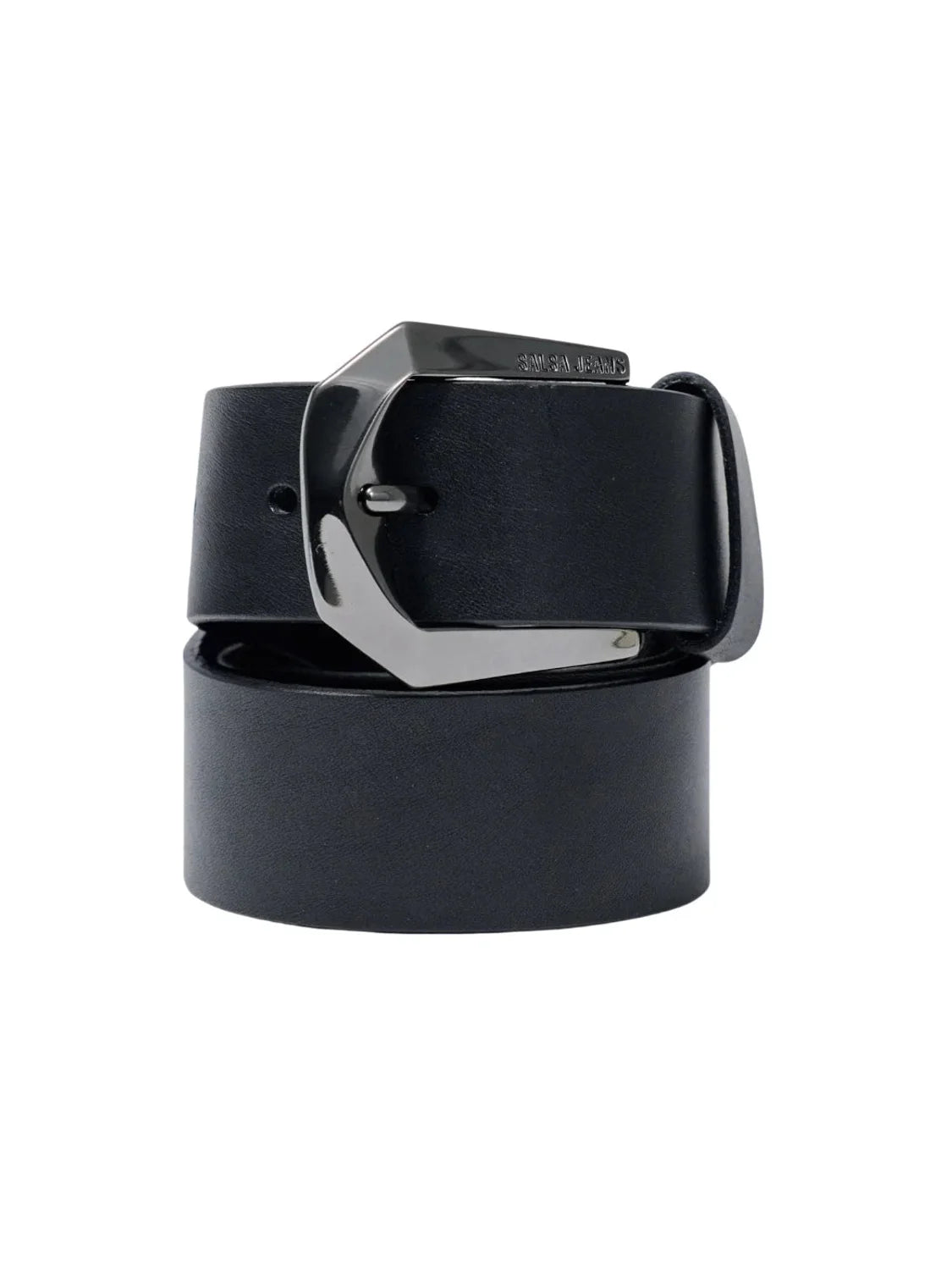 Cinturón Cuero Hebilla Brillo Salsa Jeans Negro | Bicos de Fío