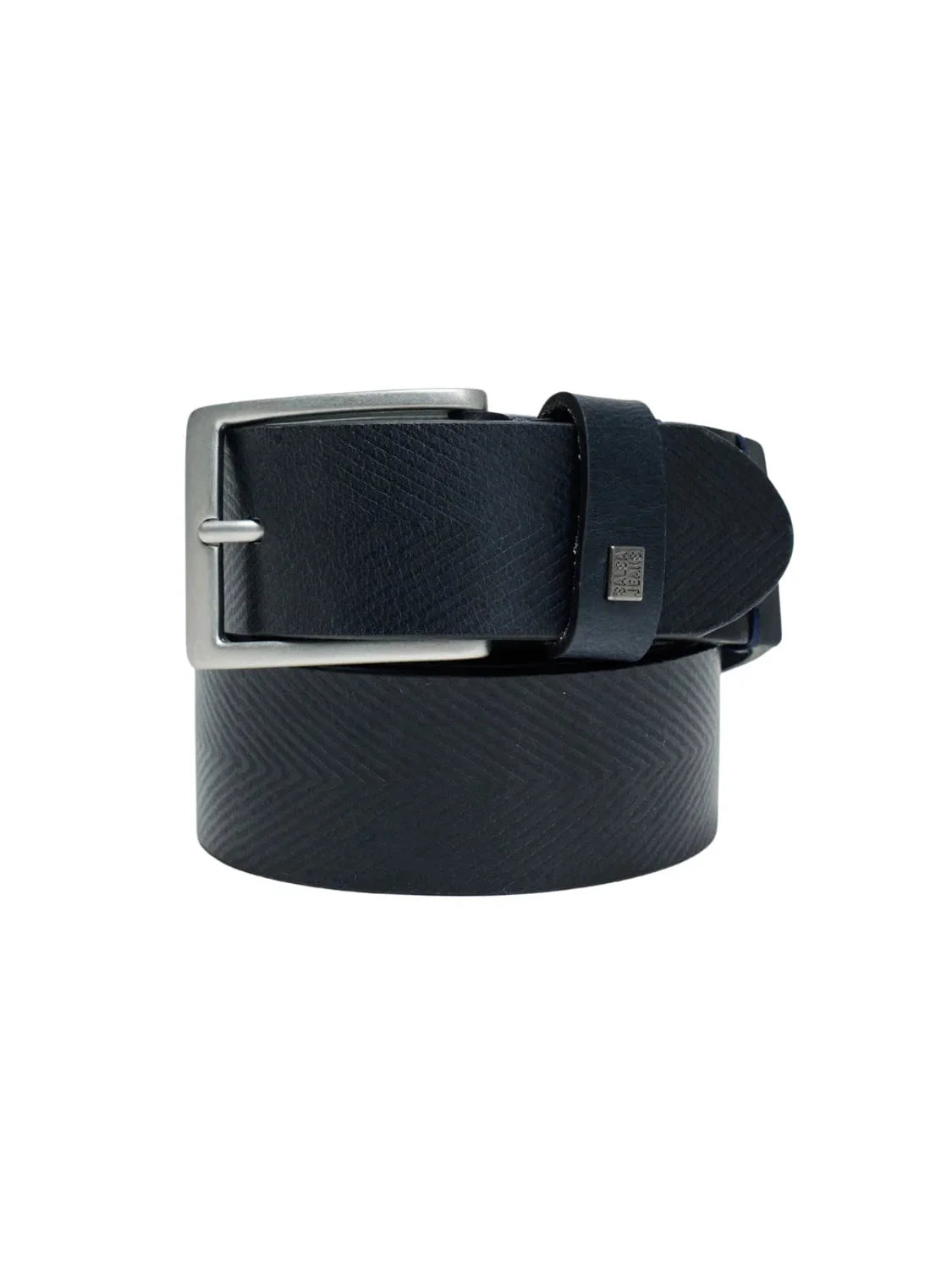Cinturón Piel Grabado Salsa Jeans Azul Marino | Bicos de Fío