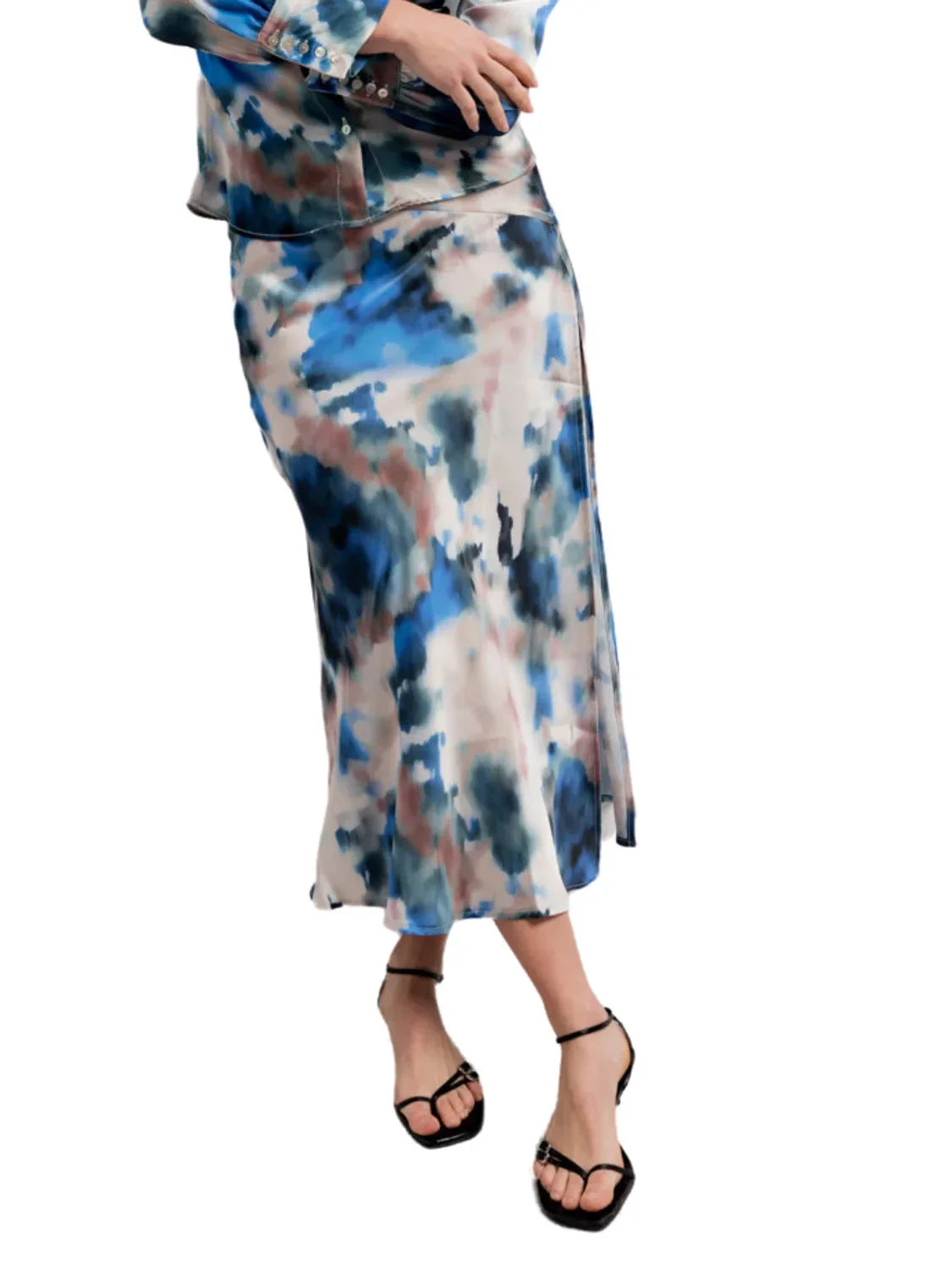 Falda Midi Estampada BdeF Azul | Bicos de Fío