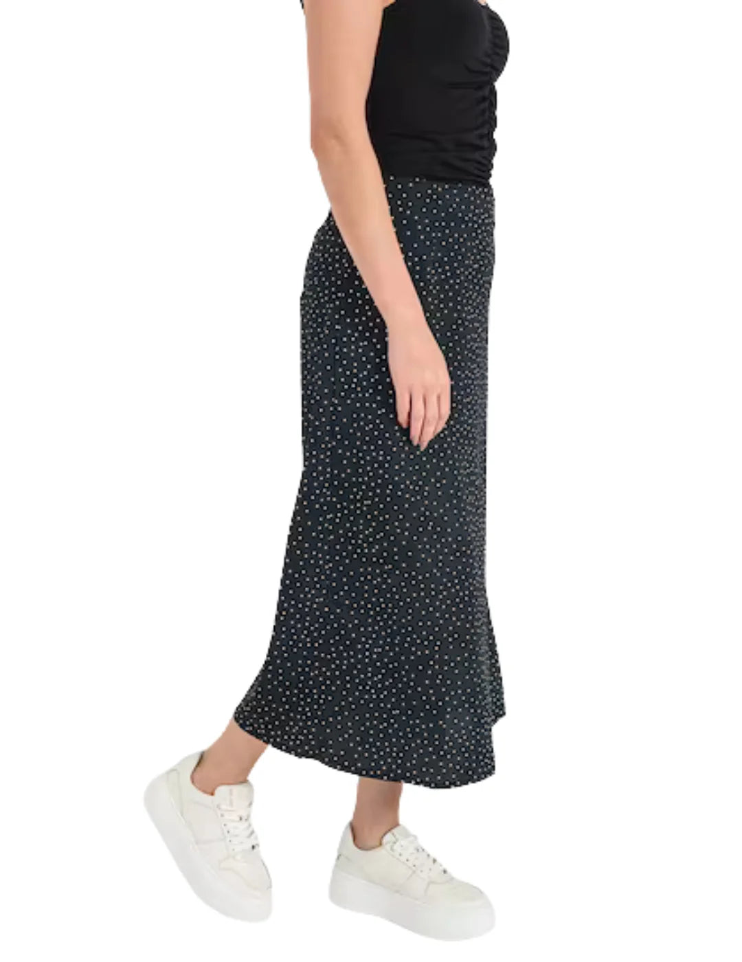 Falda Larga Lunares ONLY Emy Negro