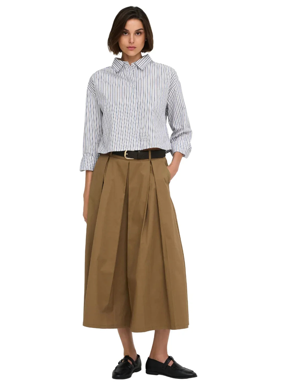 Falda Larga Cinturón ONLY Aven-Zora Camel | Bicos de Fío