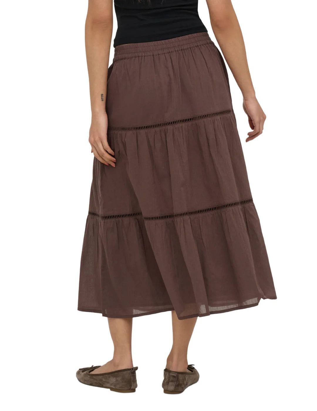 Falda Larga ONLY Isabella Marrón Chocolate | Bicos de Fío