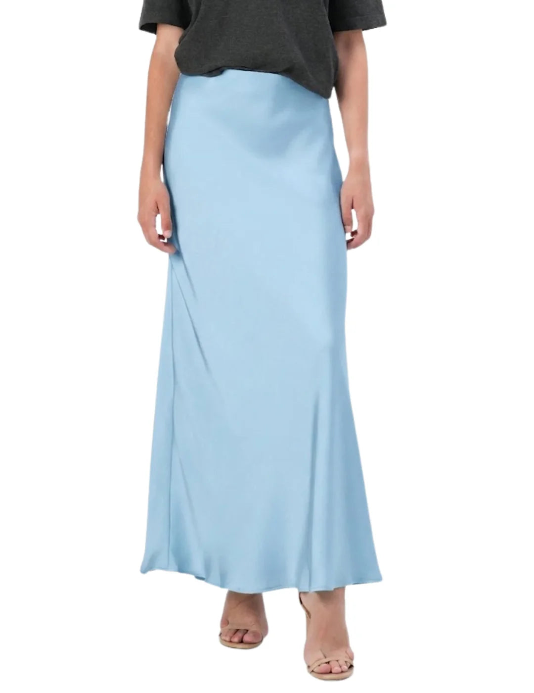 Falda Larga Satinada Vero Moda Livia Azul Cielo | Bicos de Fío