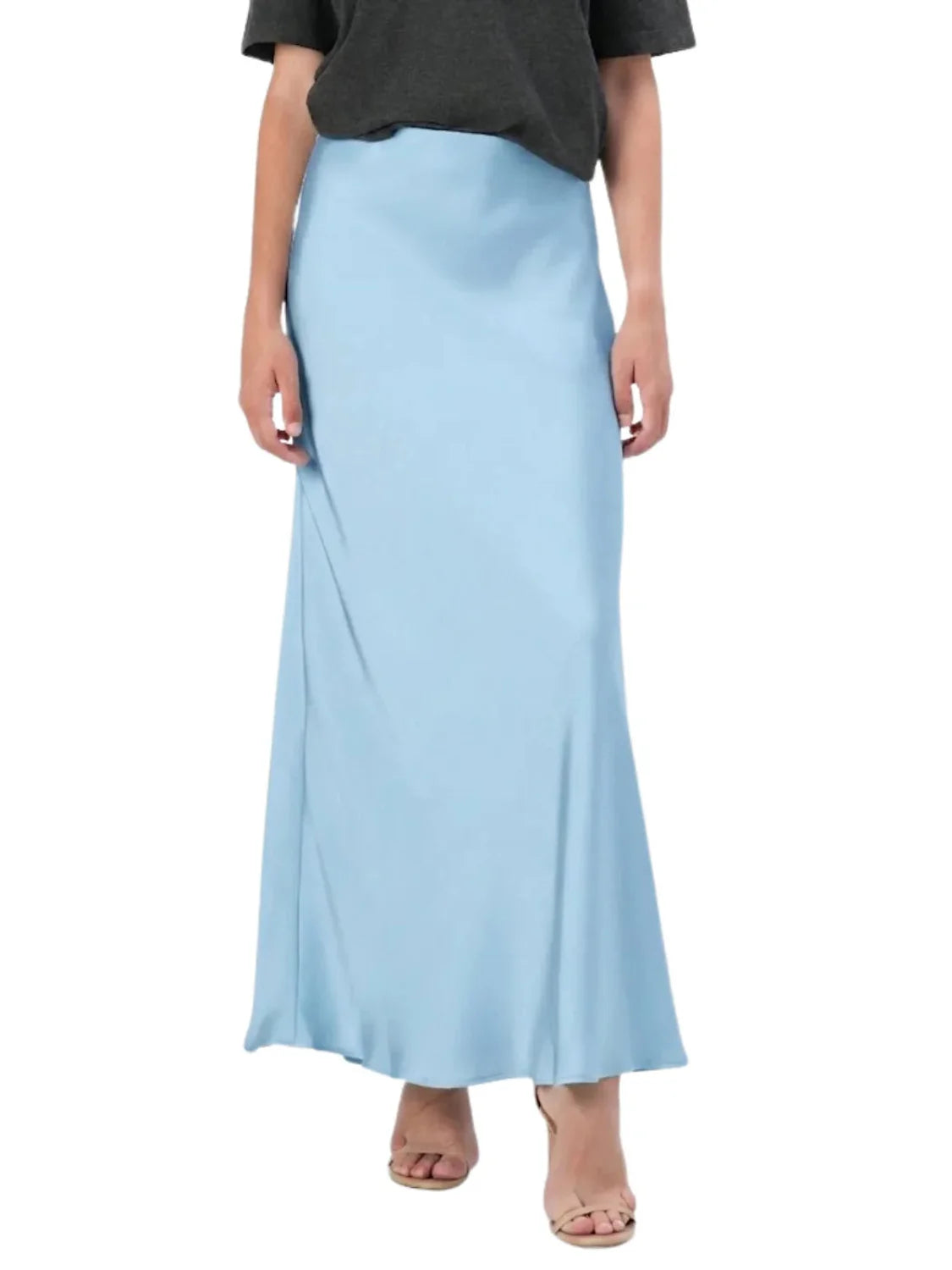 Falda Larga Satinada Vero Moda Livia Azul Cielo | Bicos de Fío