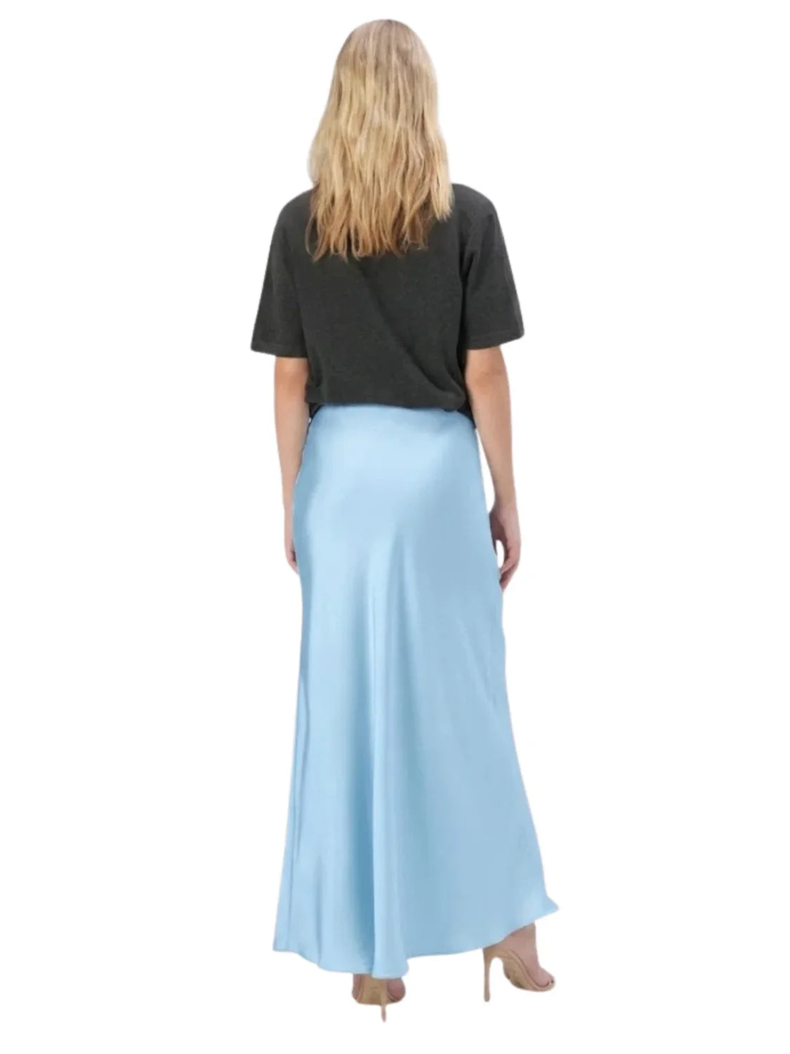 Falda Larga Satinada Vero Moda Livia Azul Cielo | Bicos de Fío
