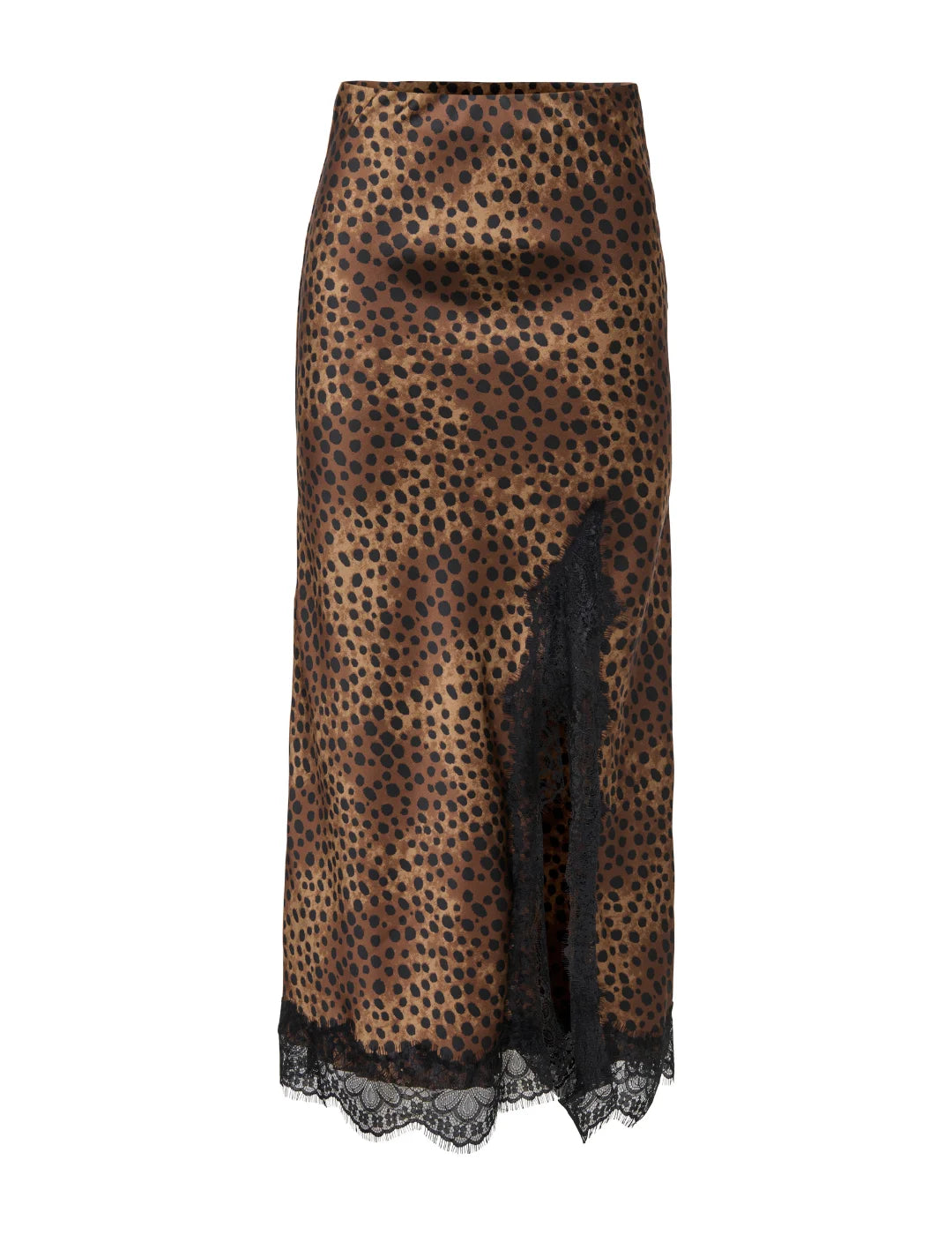 Falda Satinada ONLY Menus Animal Print Marrón | Bicos de Fío