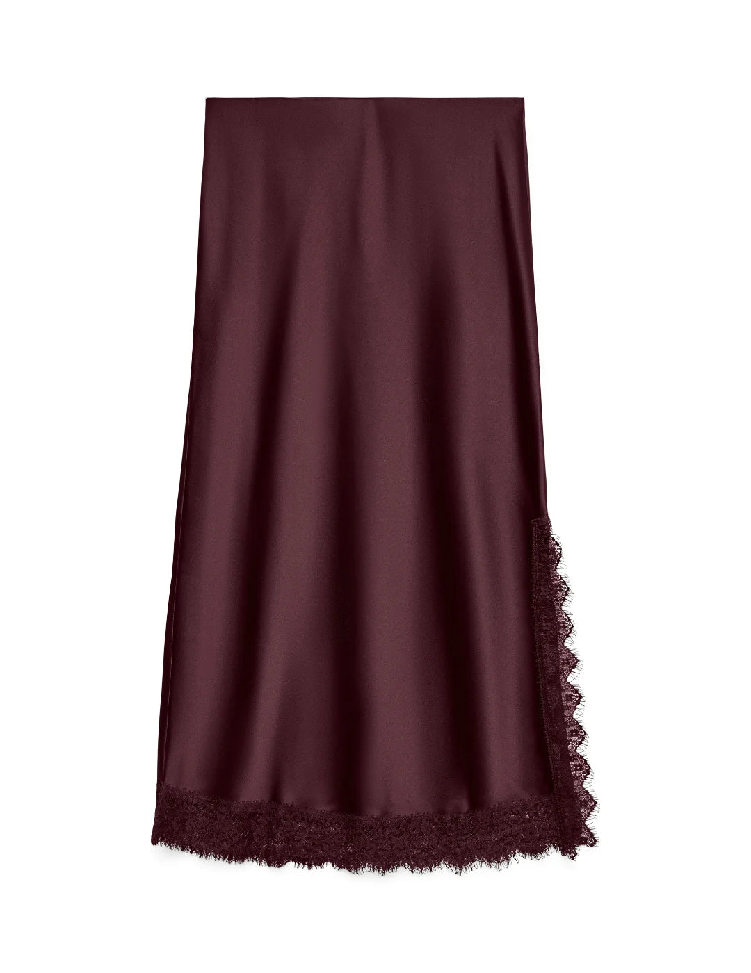 Falda Satinada Larga Vero Moda Hasley Vino Tinto | Bicos de Fío