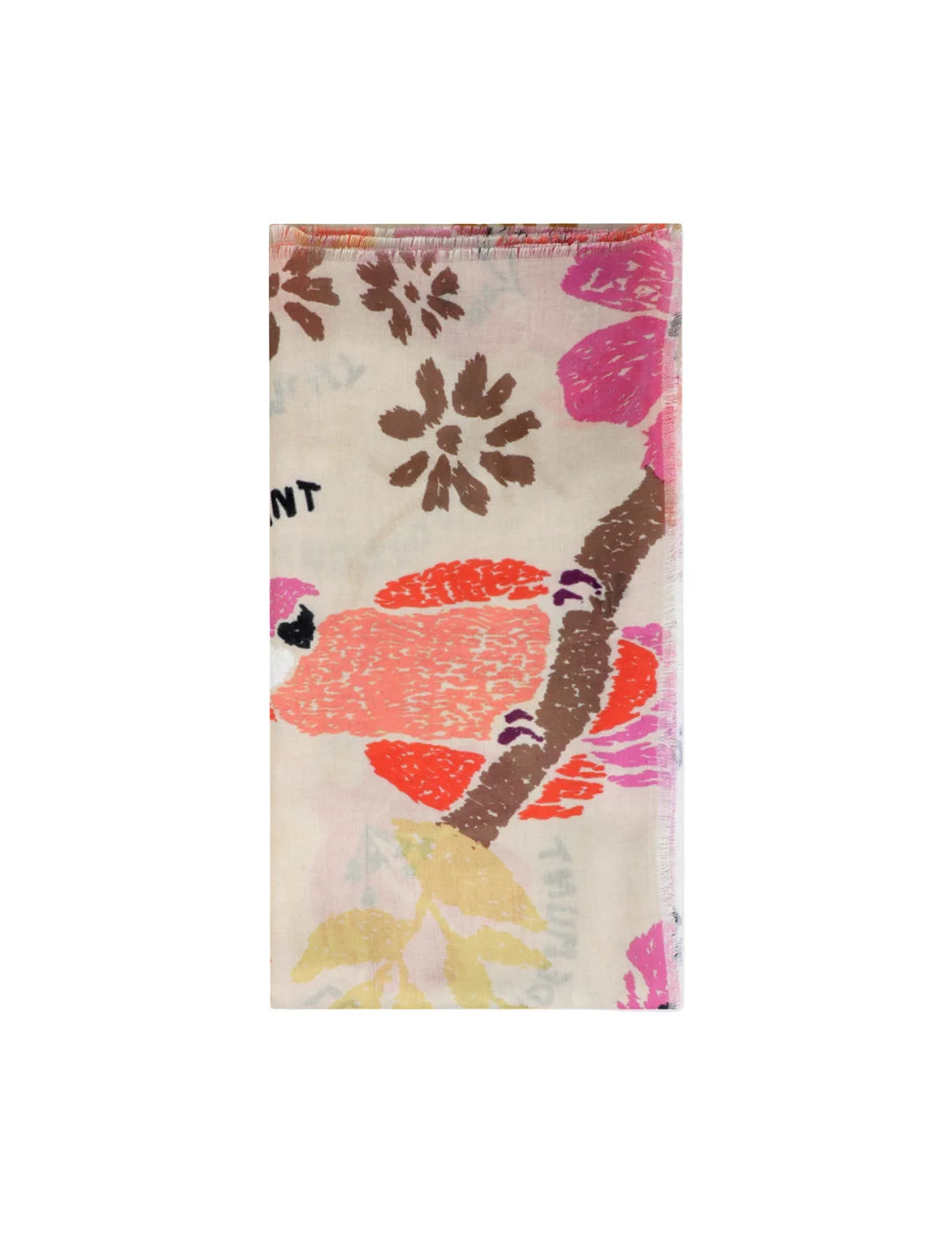 Foulard Lola Casademunt Flores Aves Beige | Bicos de Fío