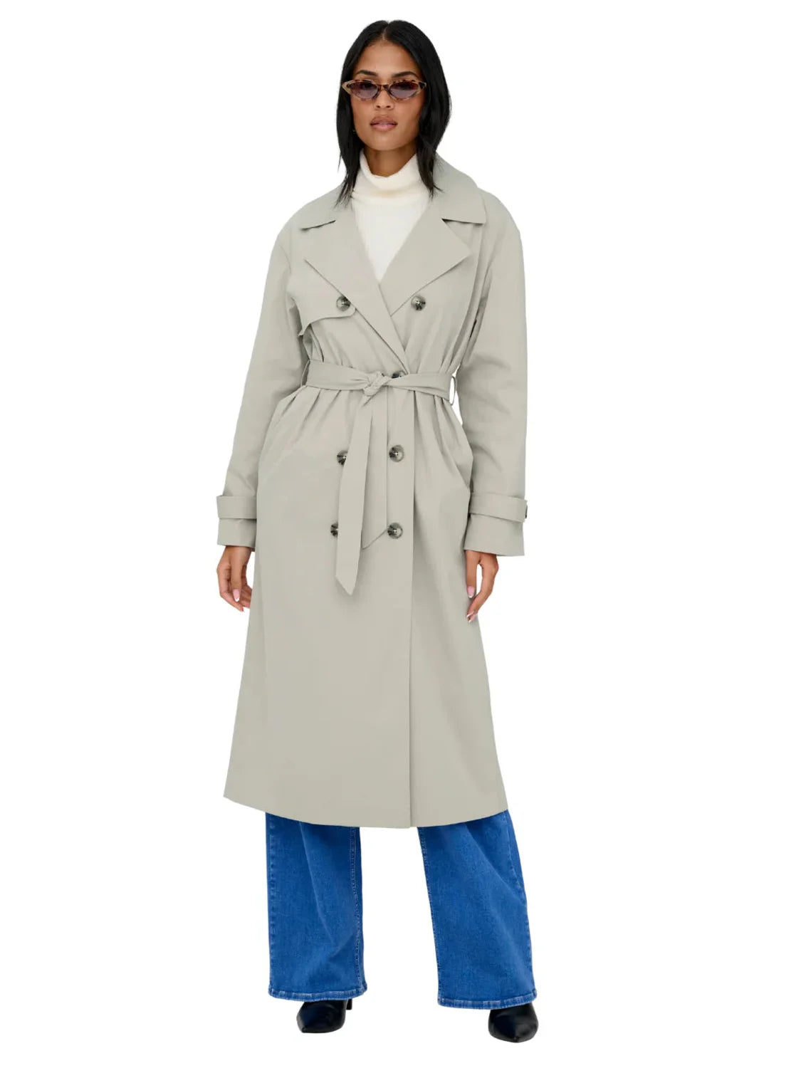 Gabardina Larga ONLY Disa Gris | Bicos de Fío