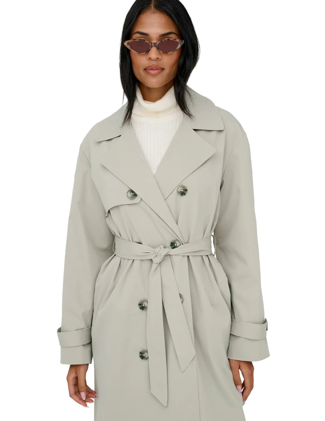 Gabardina Larga ONLY Disa Gris | Bicos de Fío