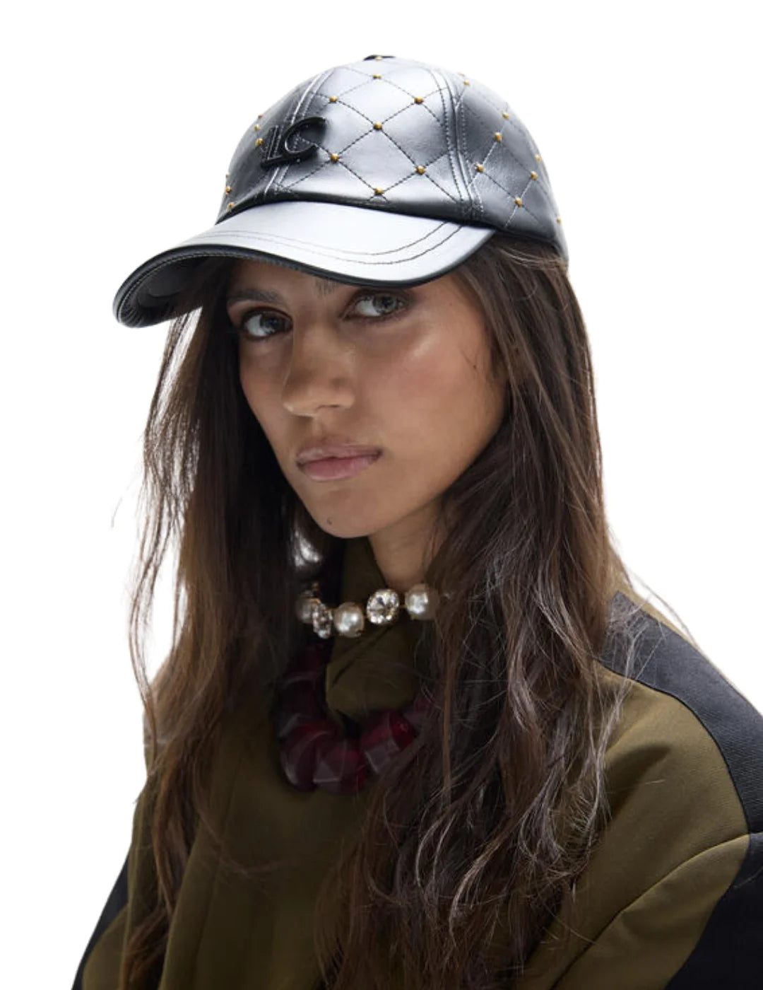 Gorra Pespunteada Lola Casademunt Mini Tachas Negro | Bicos de Fío
