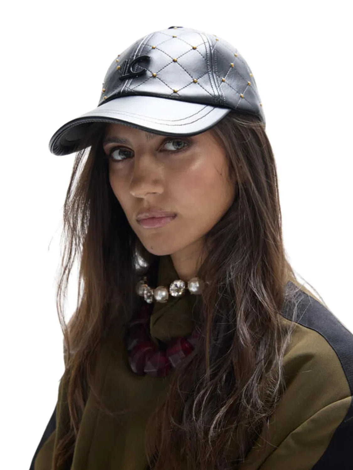 Gorra Pespunteada Lola Casademunt Mini Tachas Negro | Bicos de Fío