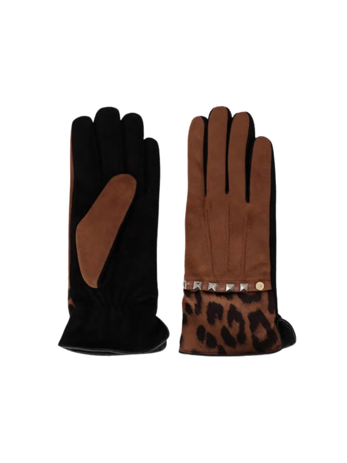 Guantes Puño Animal Print Lola Casademunt Negro-Marrón | Bicos de Fío