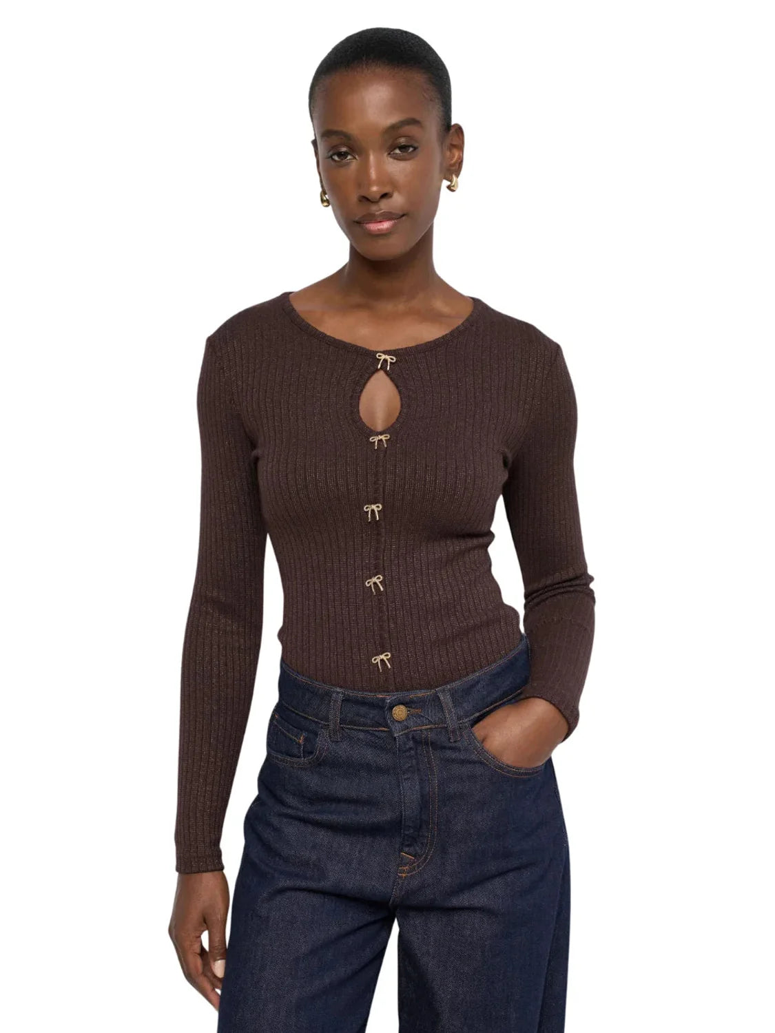 Jersey Canalé Lazos Salsa Jeans Marrón | Bicos de Fío