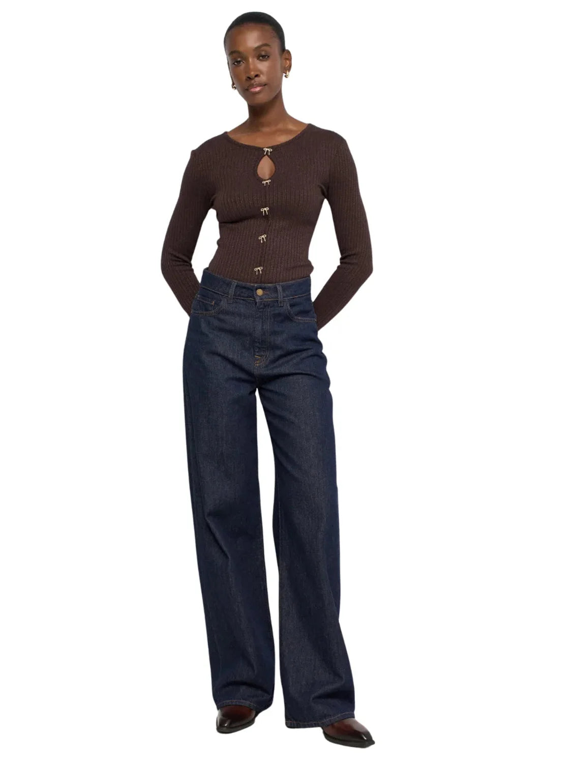 Jersey Canalé Lazos Salsa Jeans Marrón | Bicos de Fío
