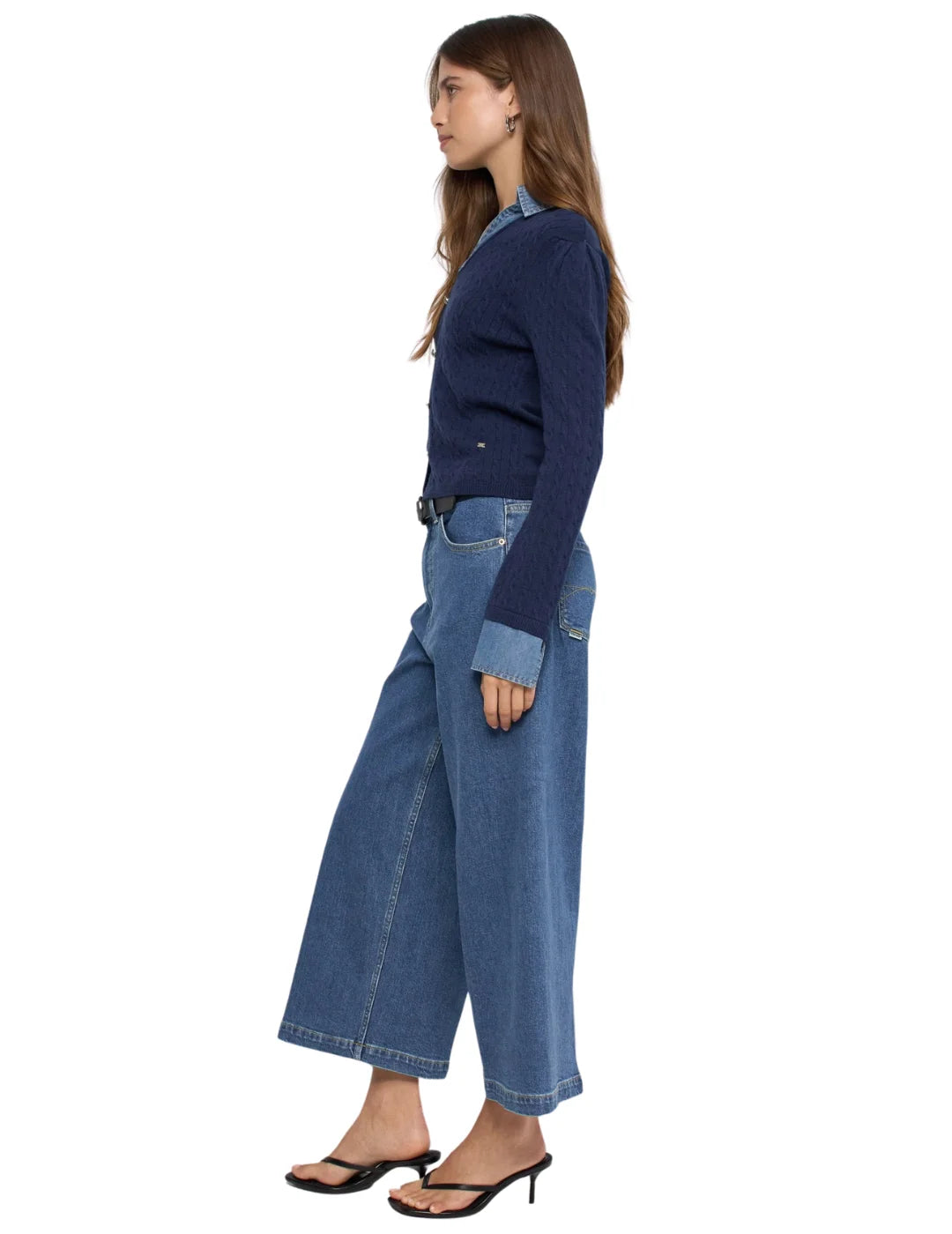 Jersey Combinado Camisa Salsa Jeans Azul Marino| Bicos de Fío