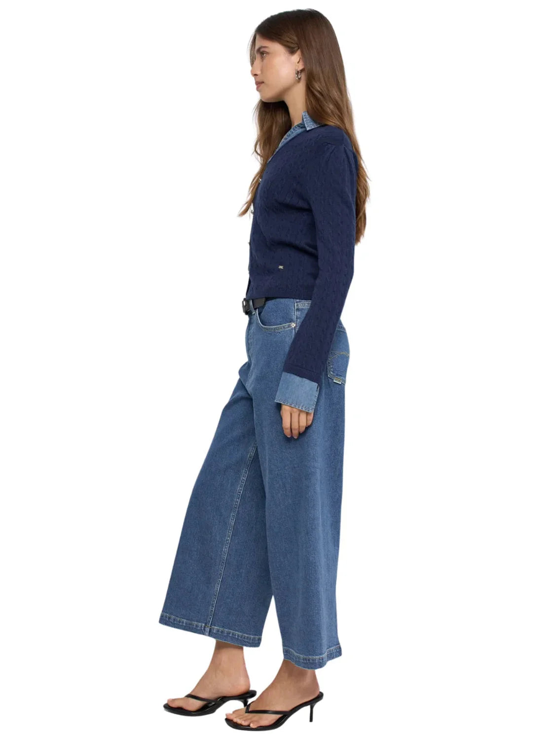 Jersey Combinado Camisa Salsa Jeans Azul Marino| Bicos de Fío