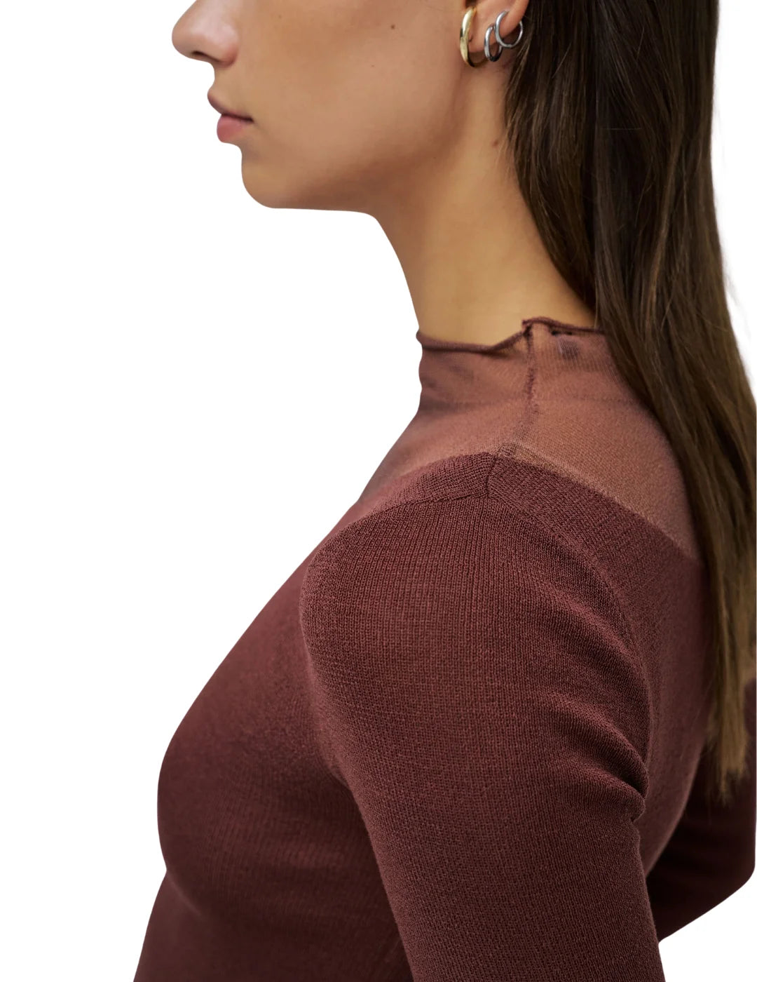 Jersey Asimétrico Transparencia Salsa Jeans Marrón | Bicos de Fío