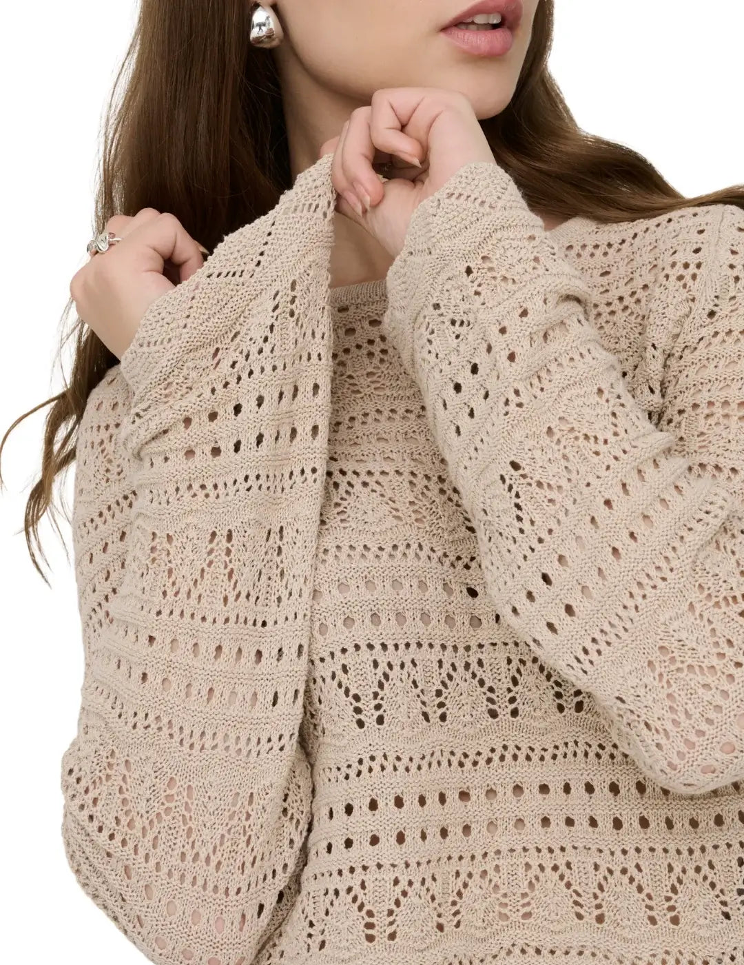 Jersey Cropped ONLY Elke Marrón Tan | Bicos de Fío