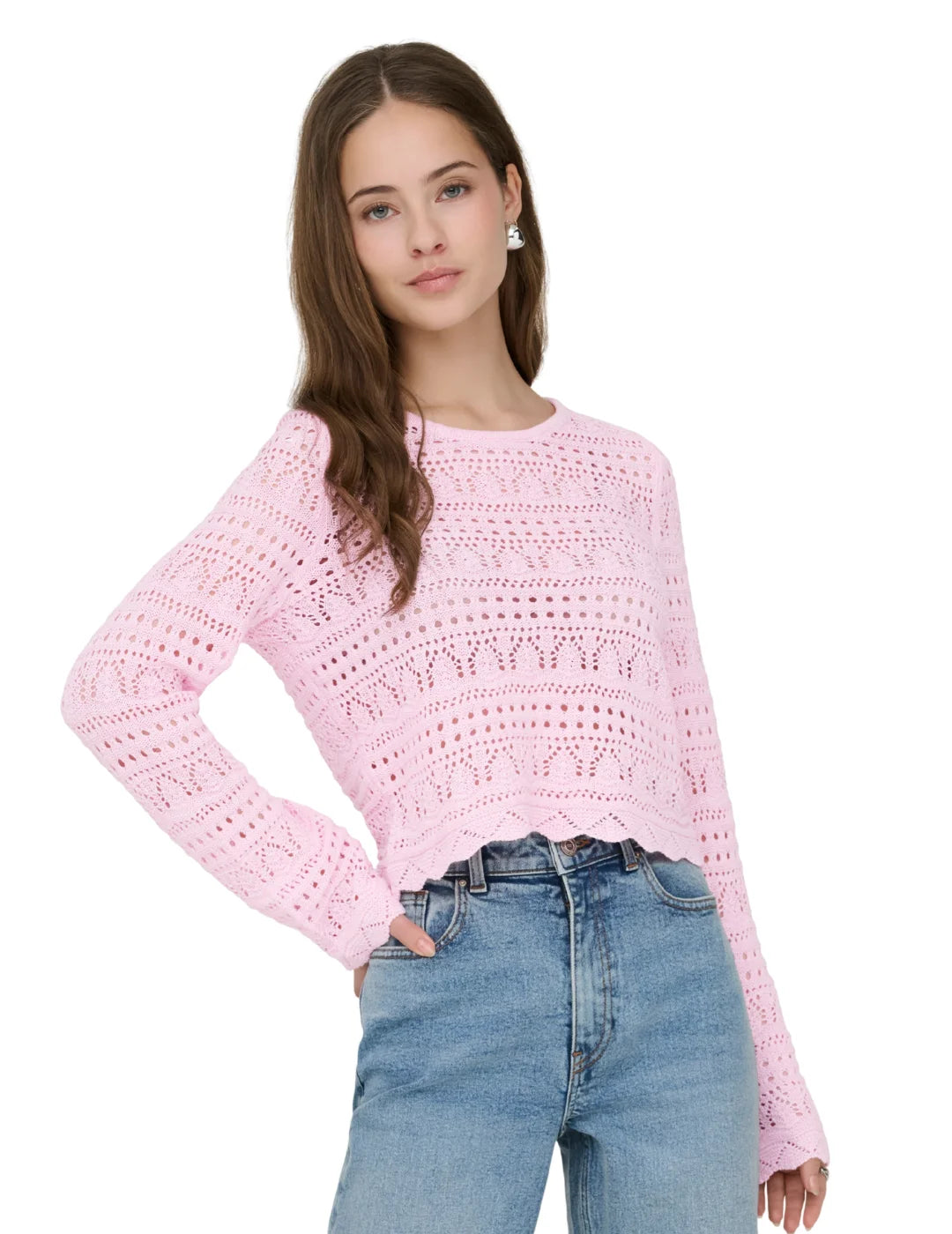 Jersey Cropped ONLY Elke Rosa | Bicos de Fío