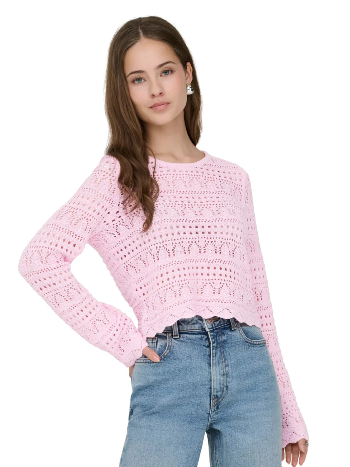 Jersey Cropped ONLY Elke Rosa | Bicos de Fío