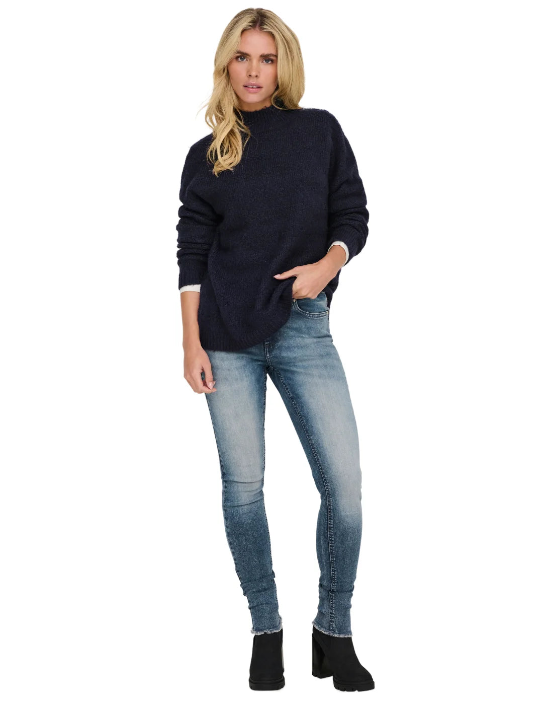 Jersey Cuello Alto Only Onlklarisa Azul Marino | Bicos de Fío