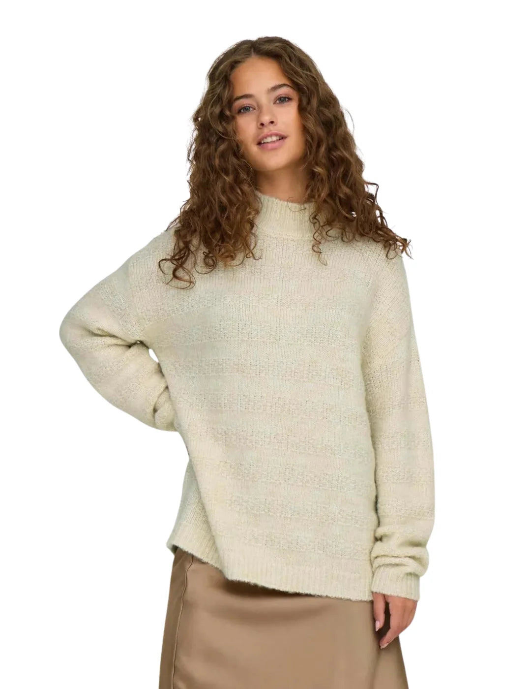 Jersey Cuello Alto Only Onlklarisa Beige | Bicos de Fío