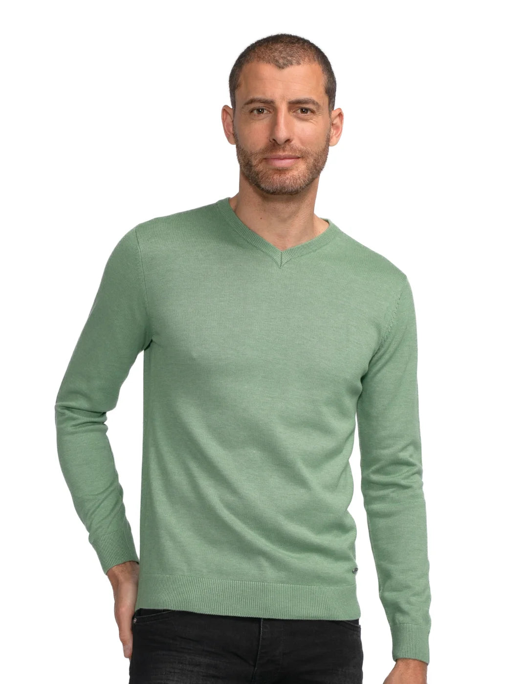 Jersey Cuello Pico Petrol Industries Verde | Bicos de Fío