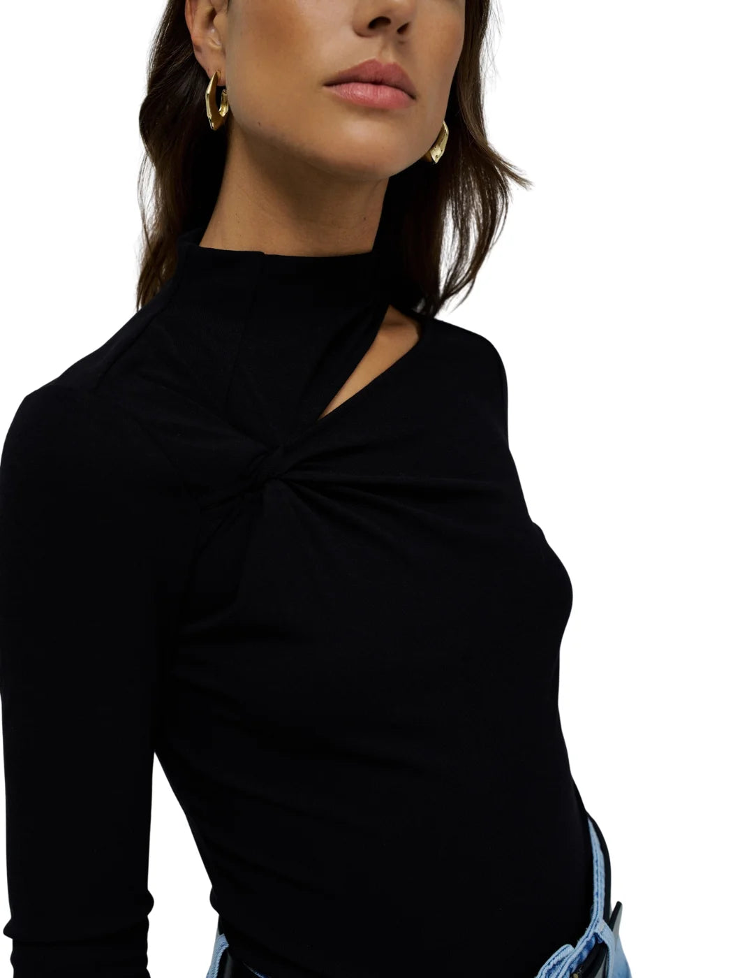Jersey Cuello Recortado Salsa Jeans Negro | Bicos de Fío