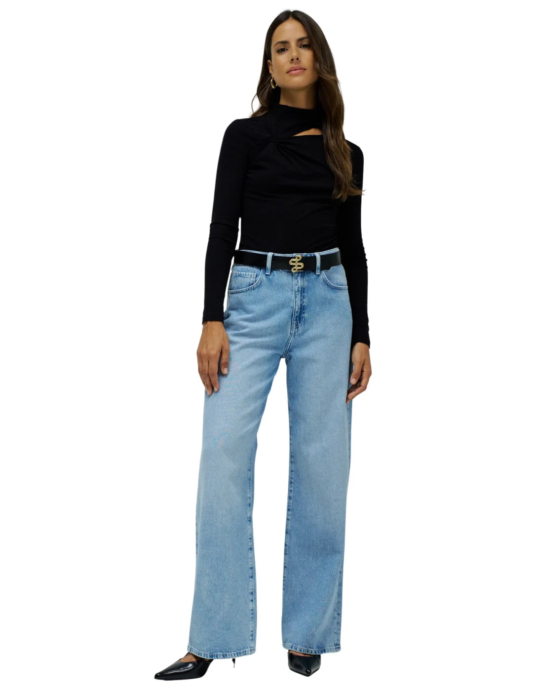 Jersey Cuello Recortado Salsa Jeans Negro | Bicos de Fío