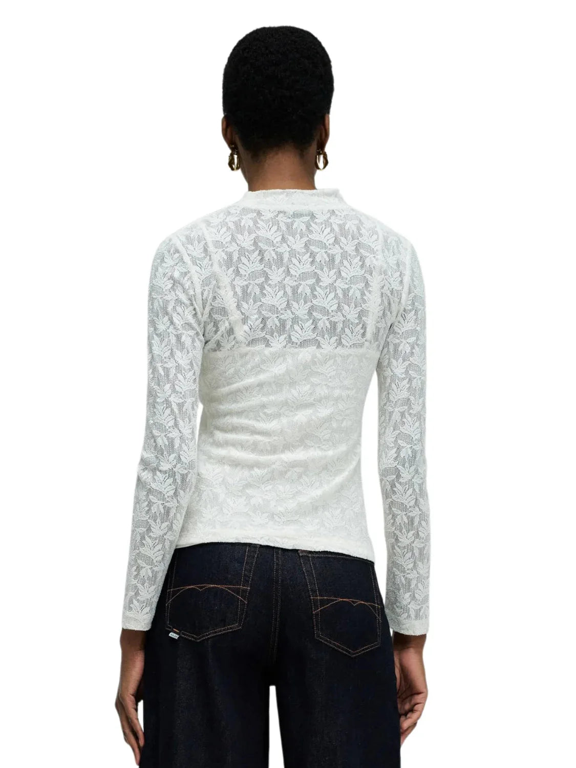 Jersey De Encaje Salsa Jeans Blanco | Bicos de Fío