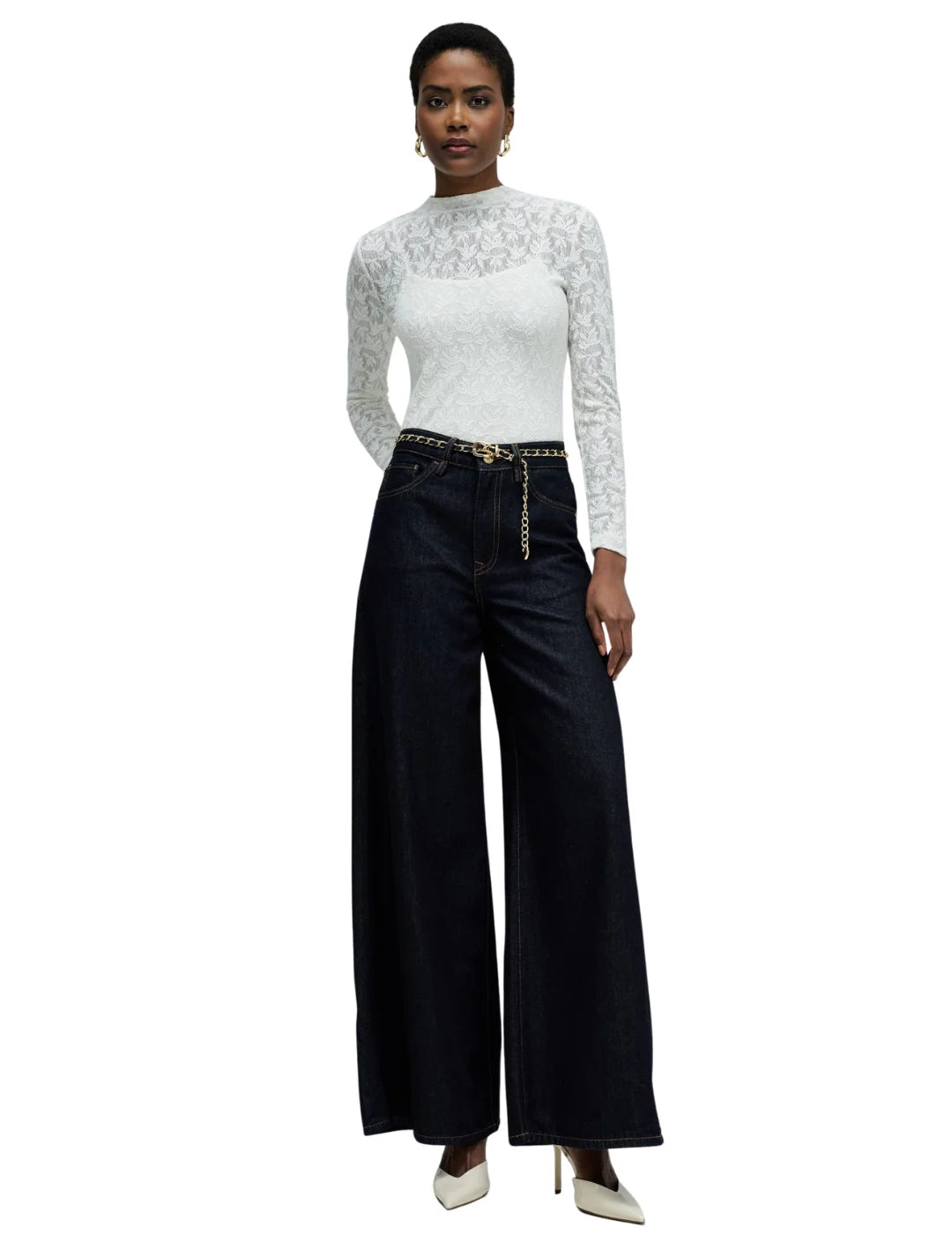 Jersey De Encaje Salsa Jeans Blanco | Bicos de Fío