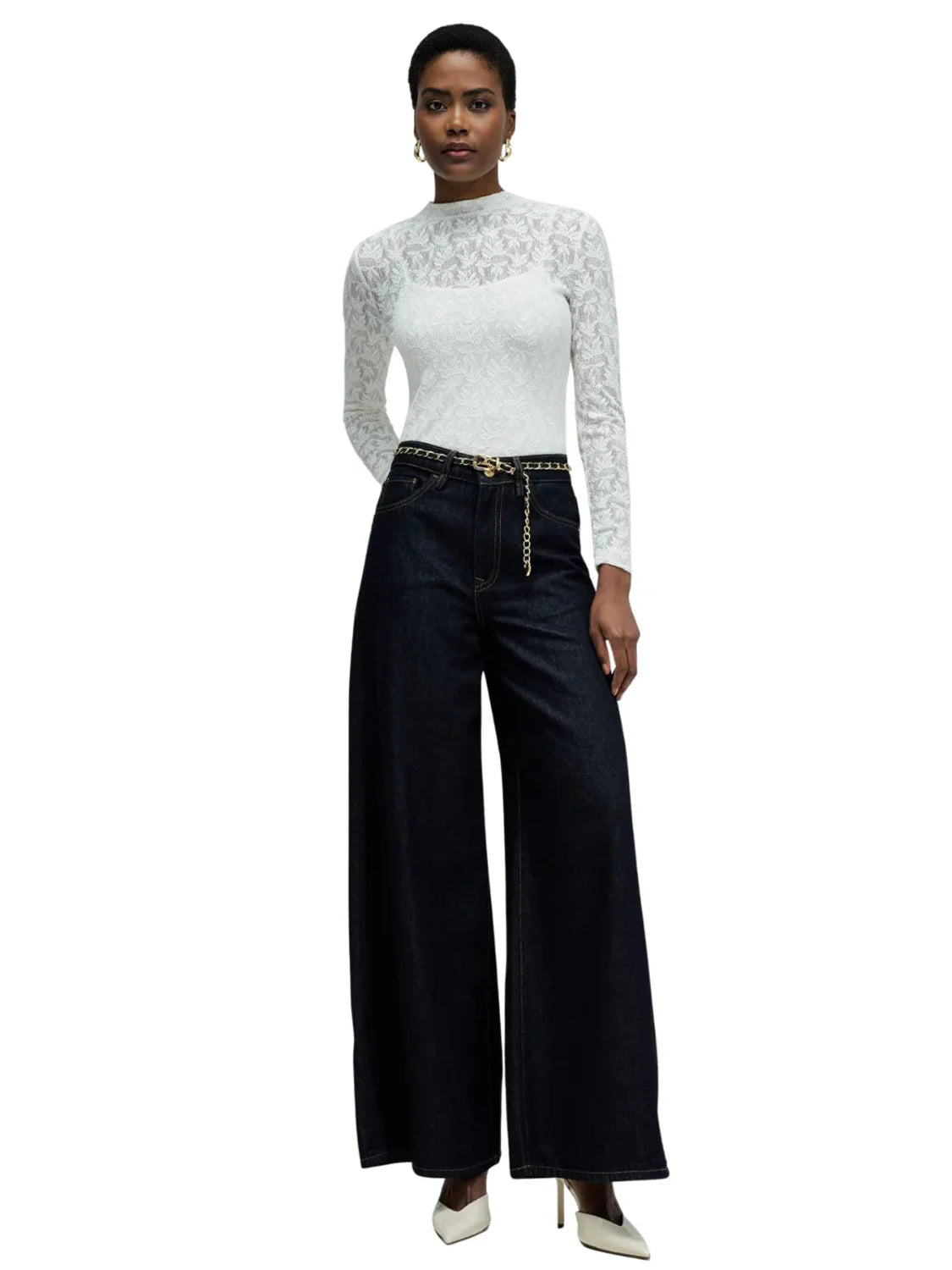 Jersey De Encaje Salsa Jeans Blanco | Bicos de Fío