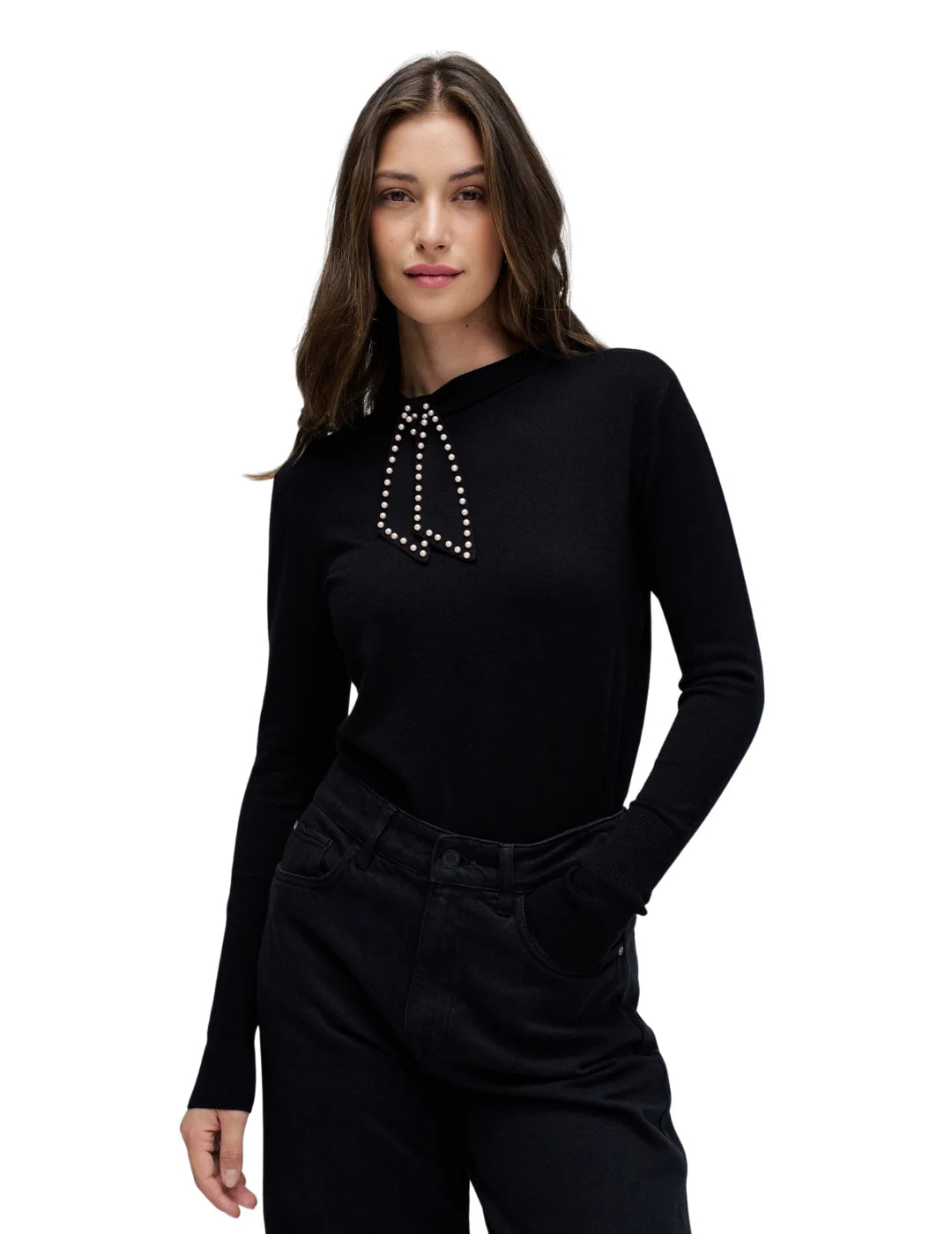 Jersey Punto Lazo Salsa Jeans Negro | Bicos de Fío