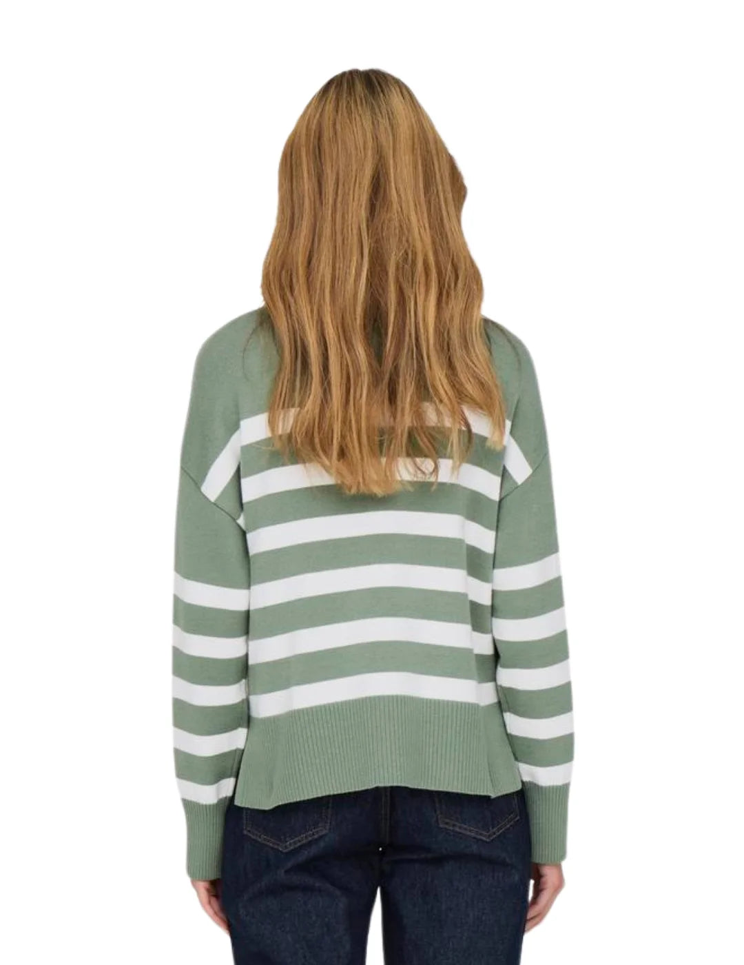 Jersey Rayas Cuello Alto Only Onlbaria Verde | Bicos de Fío