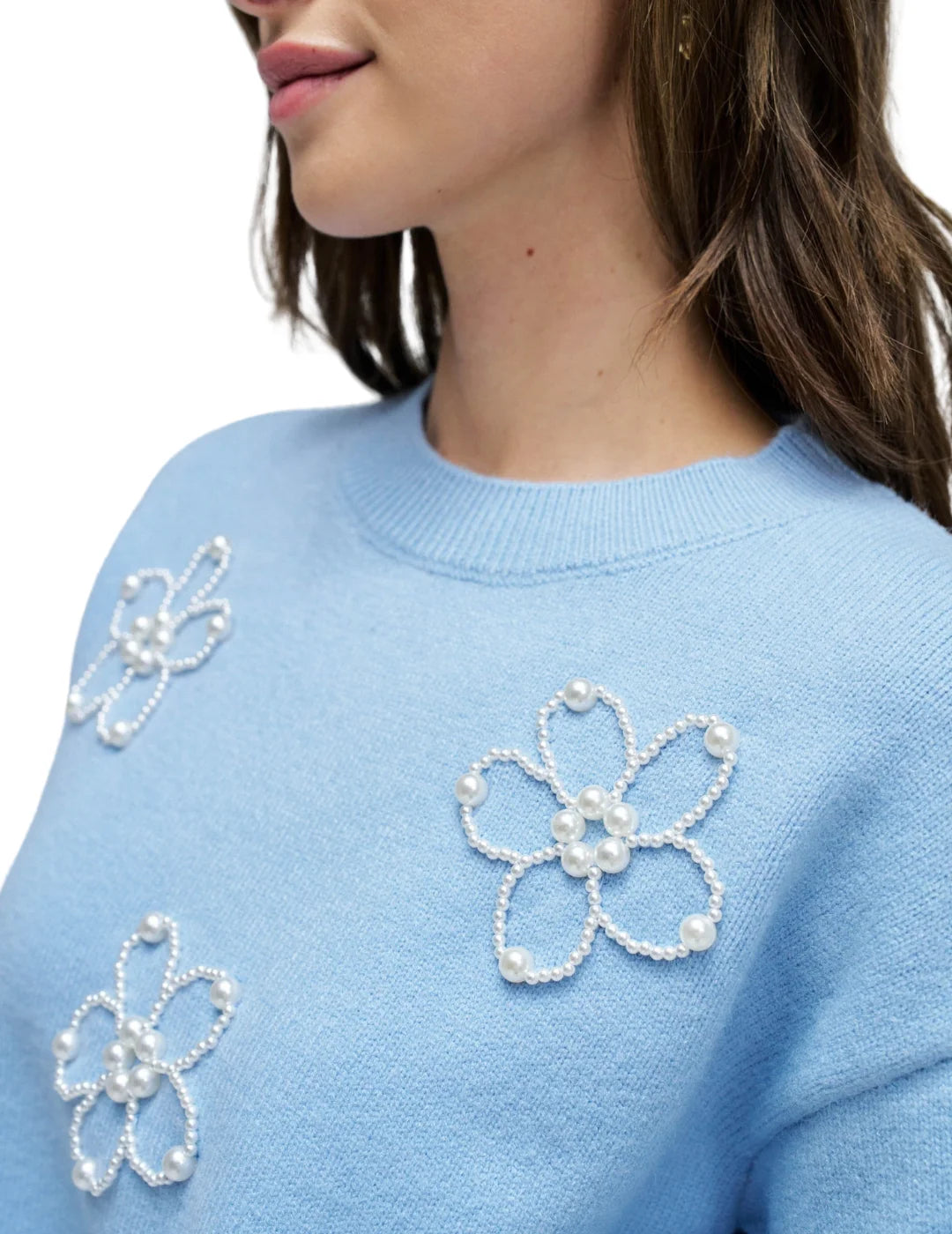 Jersey Detalle Perlas Salsa Jeans Azul | Bicos de Fío