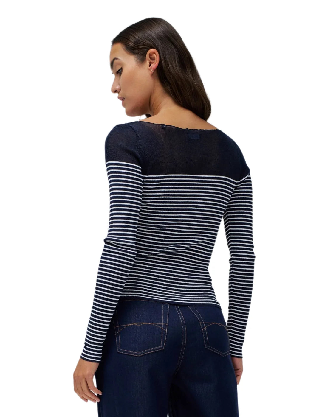 Jersey Escote Transparente Salsa Jeans Azul Marino | Bicos de Fío