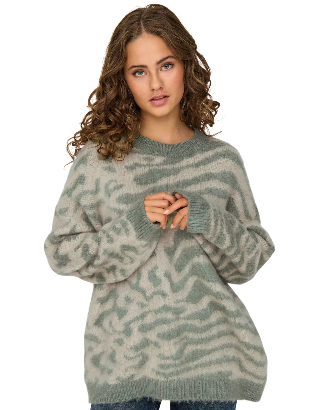 Jersey Largo Estampado Only Onlwild Verde | Bicos de Fío