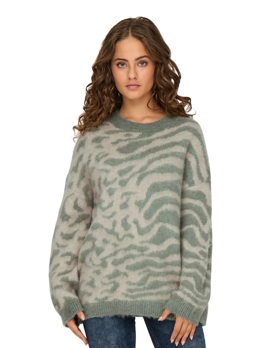 Jersey Largo Estampado Only Onlwild Verde | Bicos de Fío