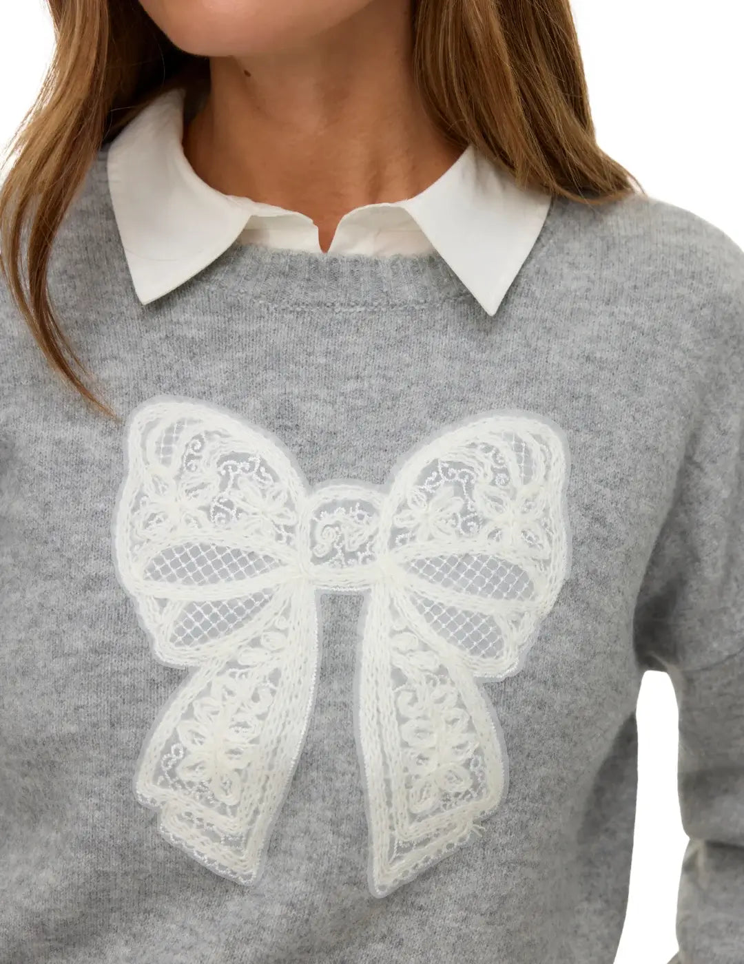 Jersey Lazo Vero Moda Ivory Gris | Bicos de Fío