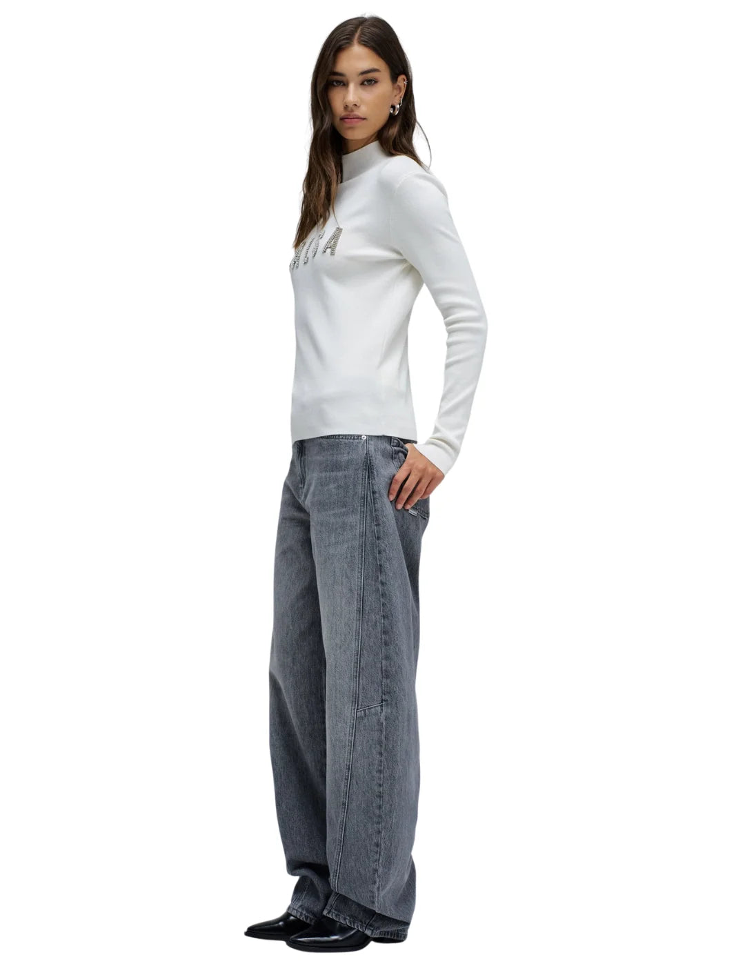 Jersey Cuello Alto Logo Salsa Jeans Blanco | Bicos de Fío