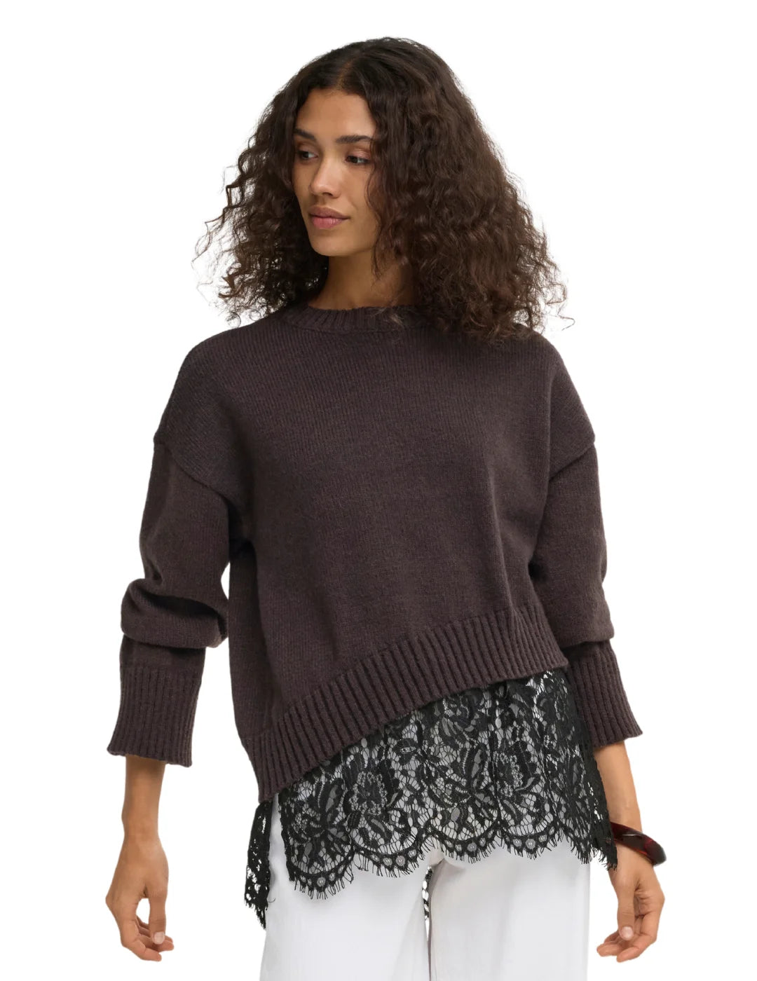 Jersey ONLY Evie Marrón | Bicos de Fío
